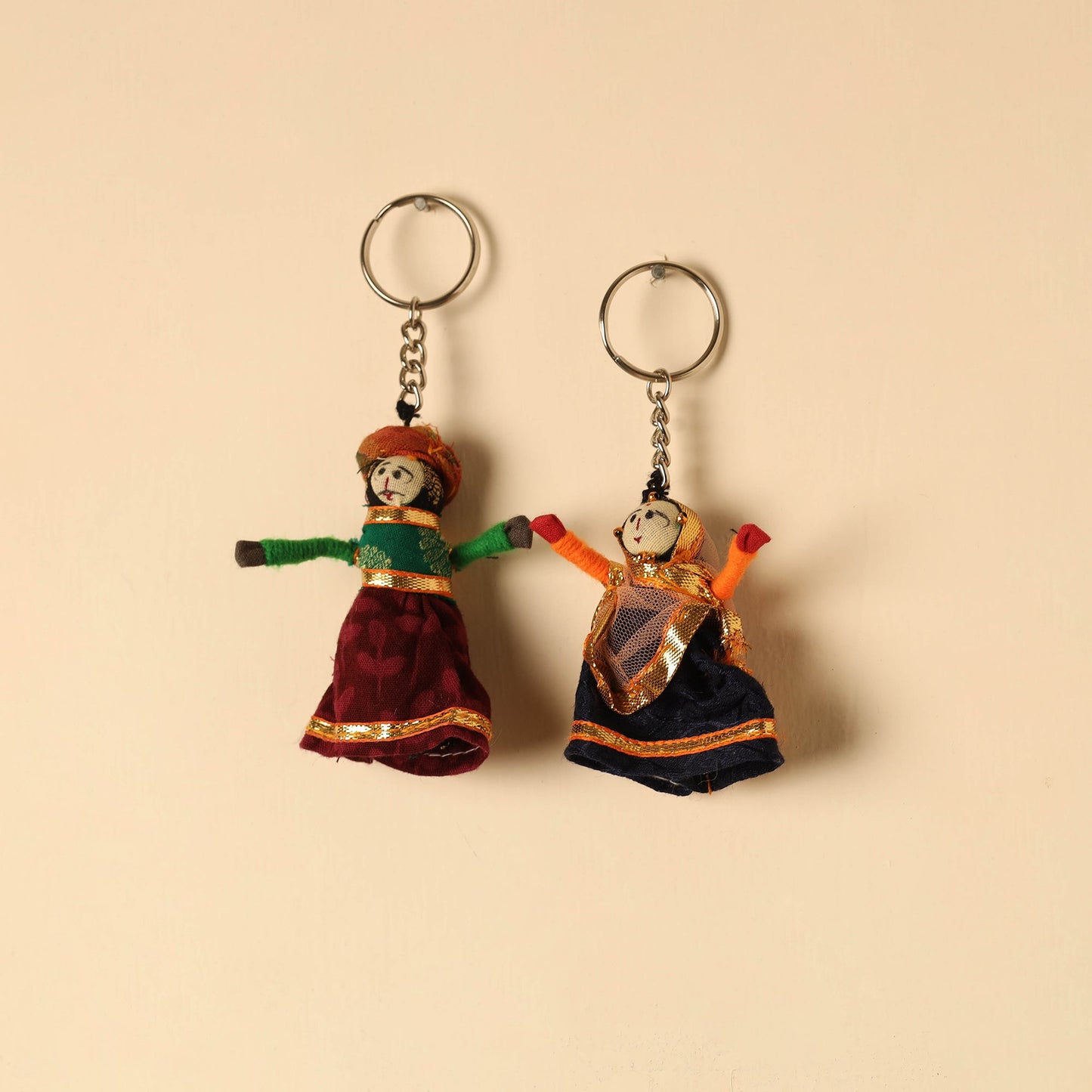 Rajasthani Puppet Couple Handmade Keychain
