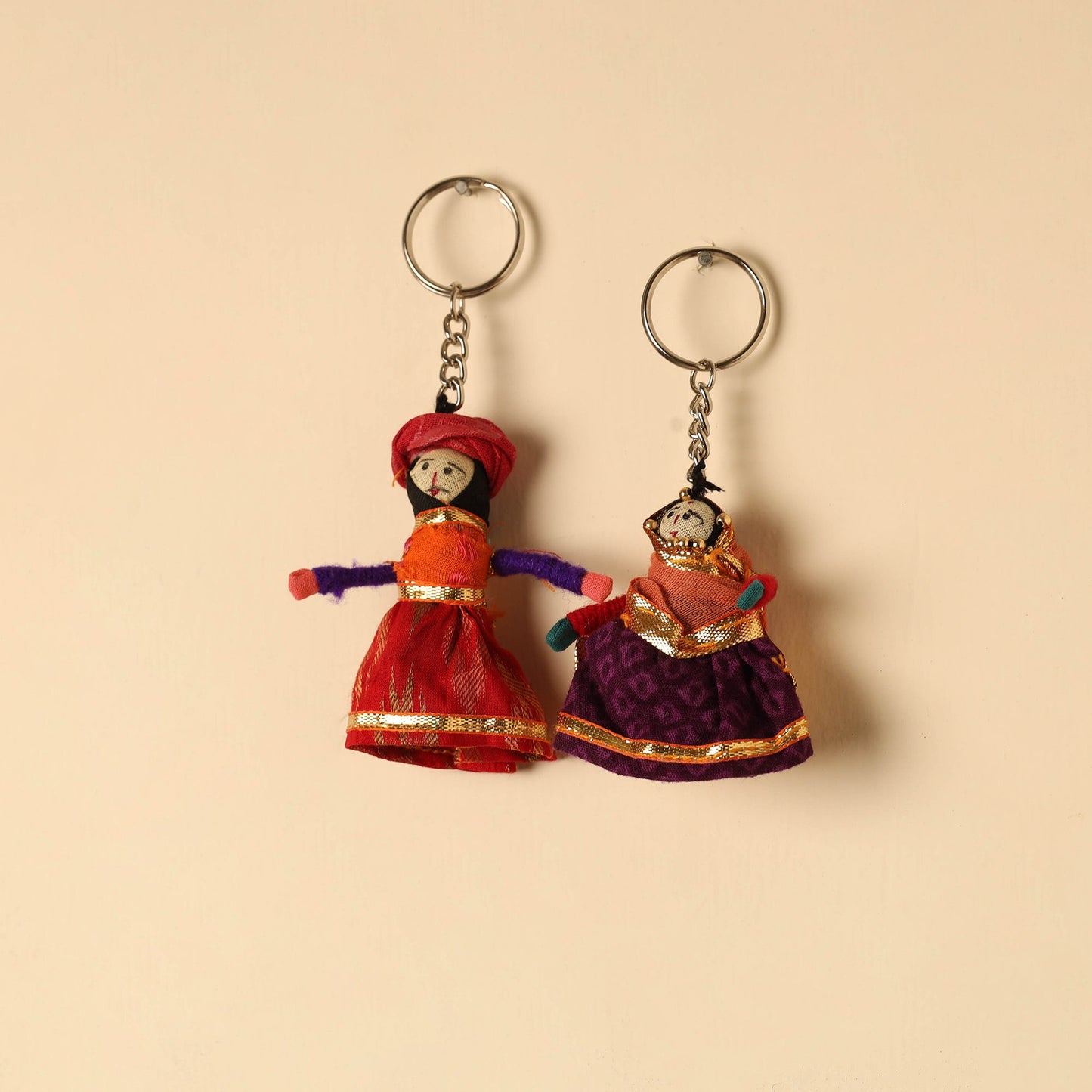 Rajasthani Puppet Couple Handmade Keychain