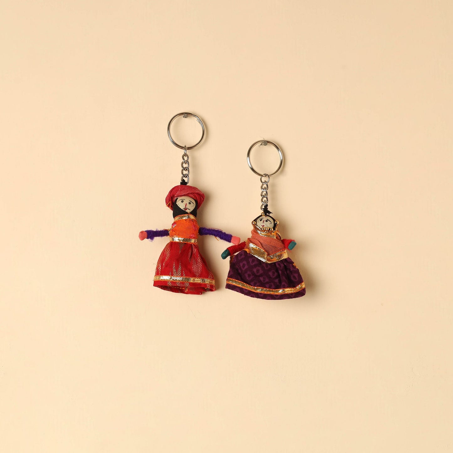 Rajasthani Puppet Couple Handmade Keychain