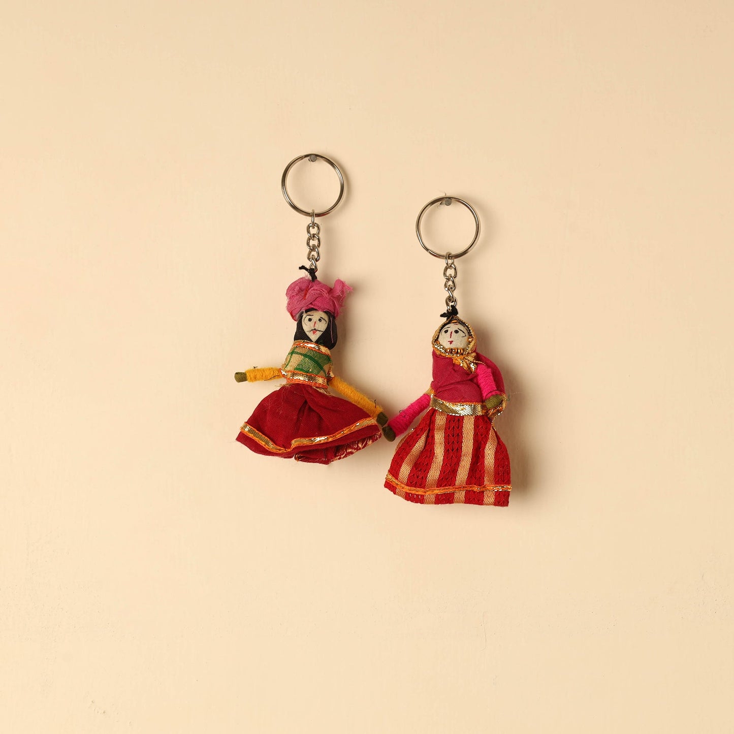 Rajasthani Puppet Couple Handmade Keychain