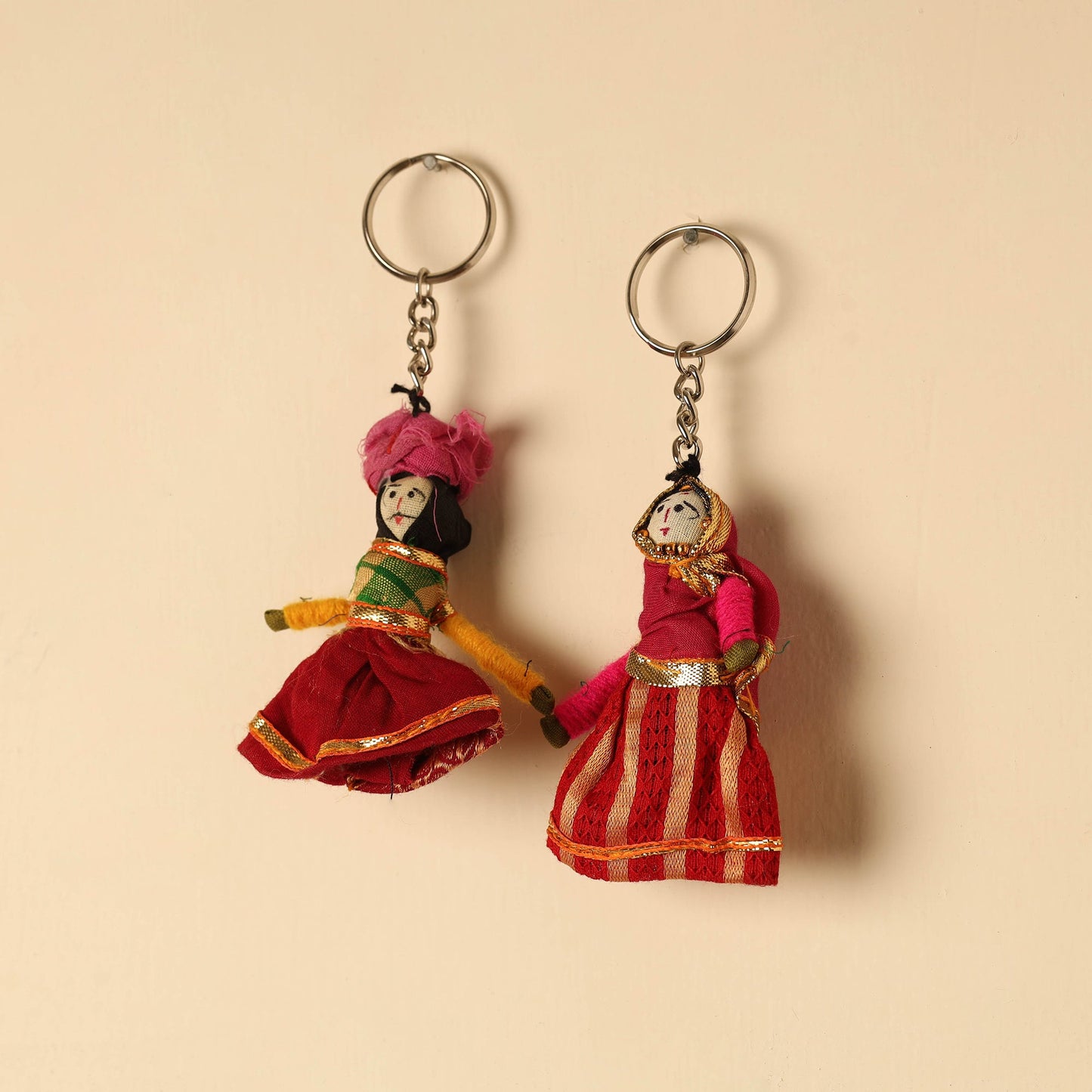 Rajasthani Puppet Couple Handmade Keychain
