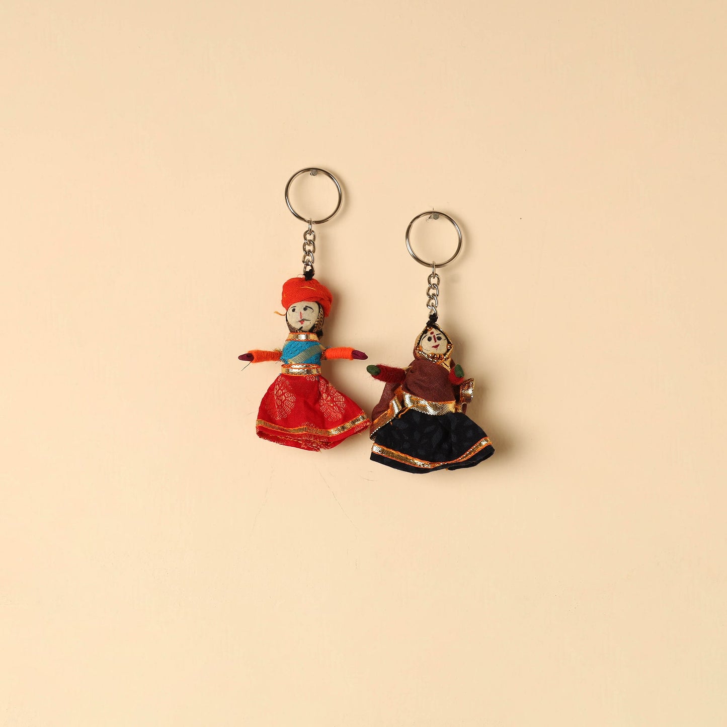 Rajasthani Puppet Couple Handmade Keychain