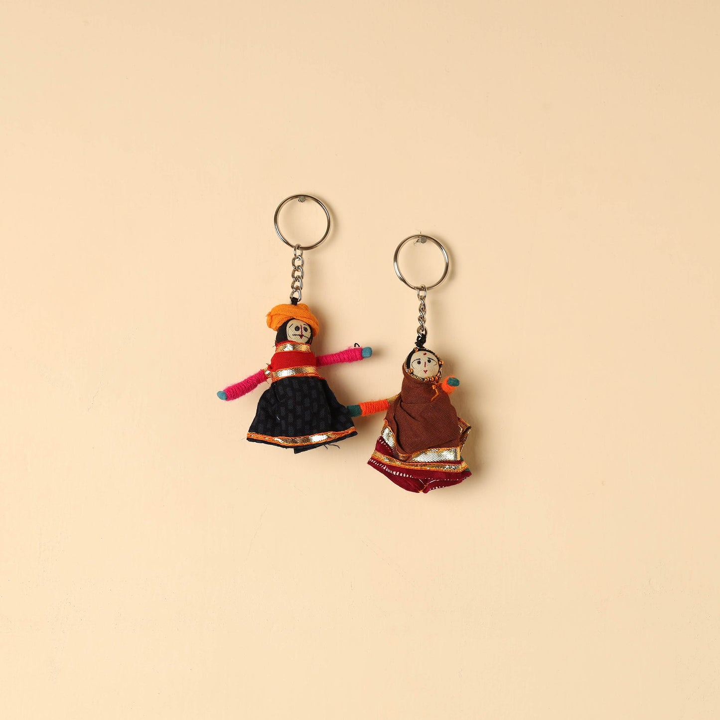 Rajasthani Puppet Couple Handmade Keychain
