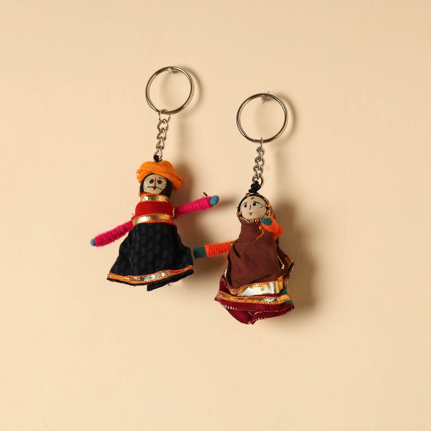 Rajasthani Puppet Couple Handmade Keychain