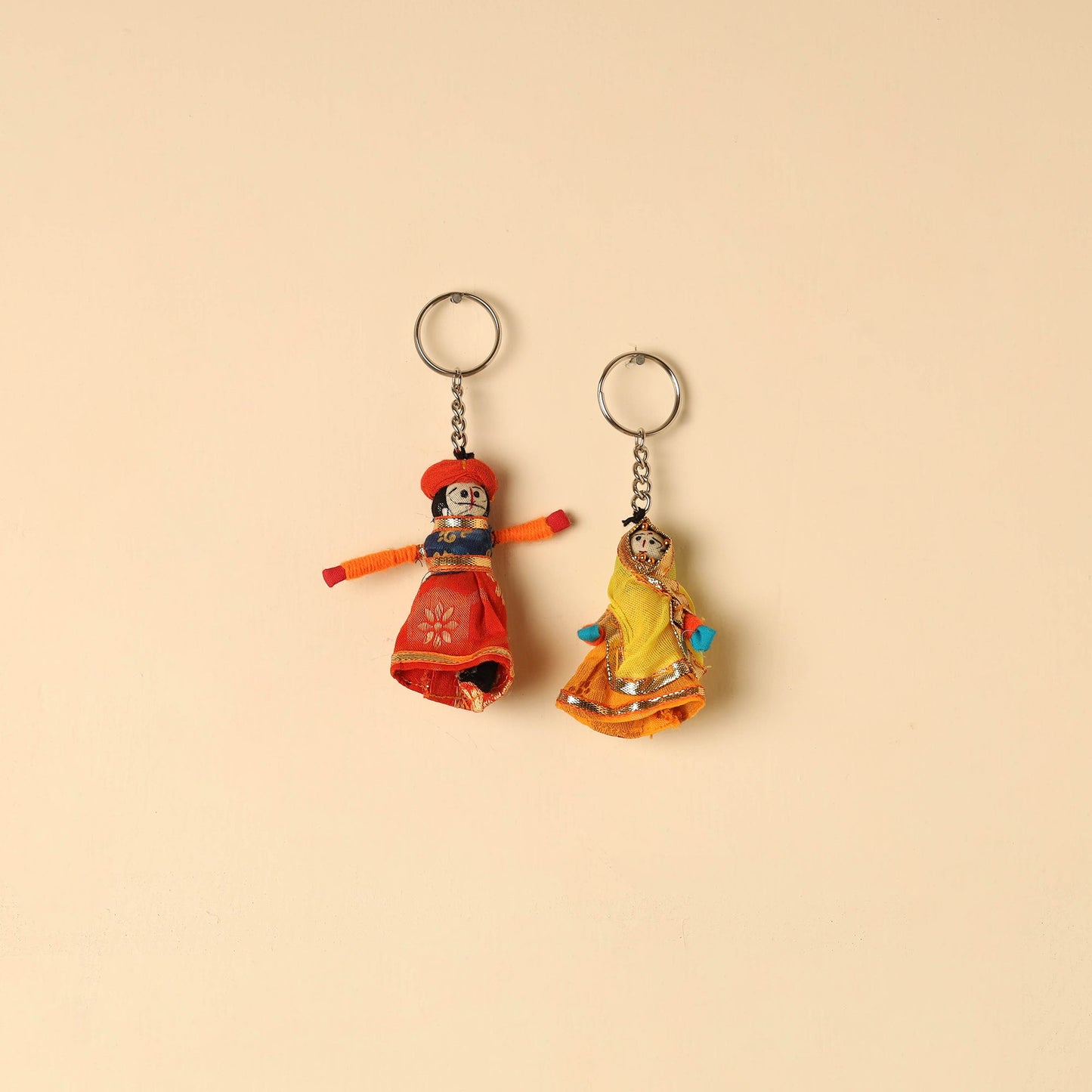 Rajasthani Puppet Couple Handmade Keychain
