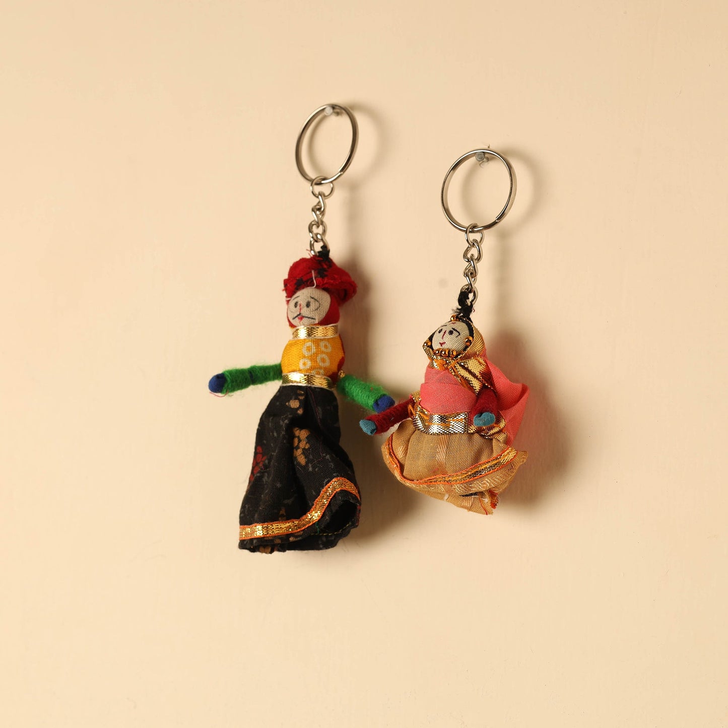 Rajasthani Puppet Couple Handmade Keychain