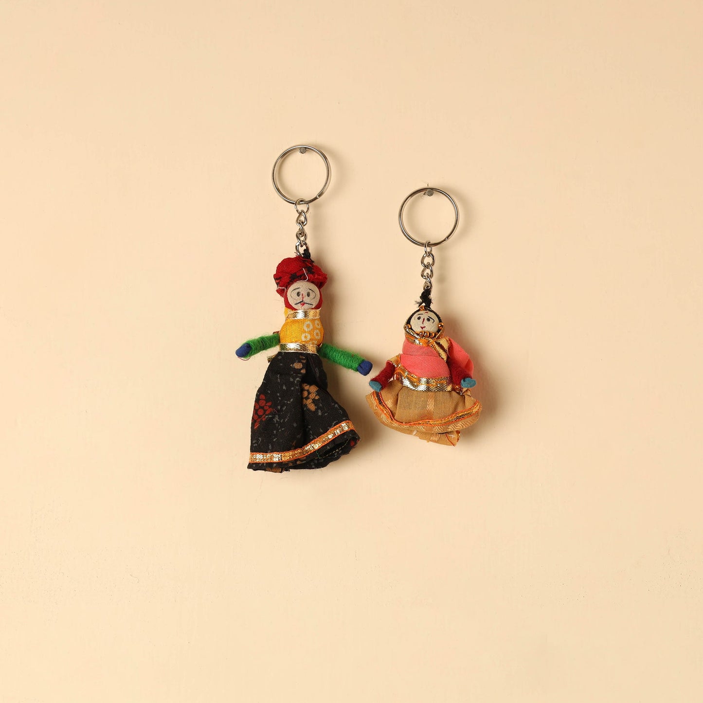 Rajasthani Puppet Couple Handmade Keychain