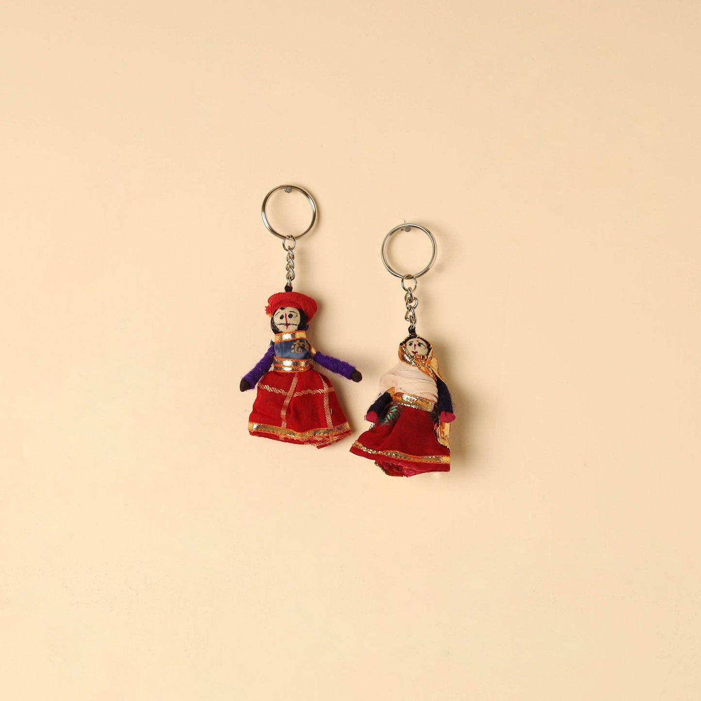 Rajasthani Puppet Couple Handmade Keychain