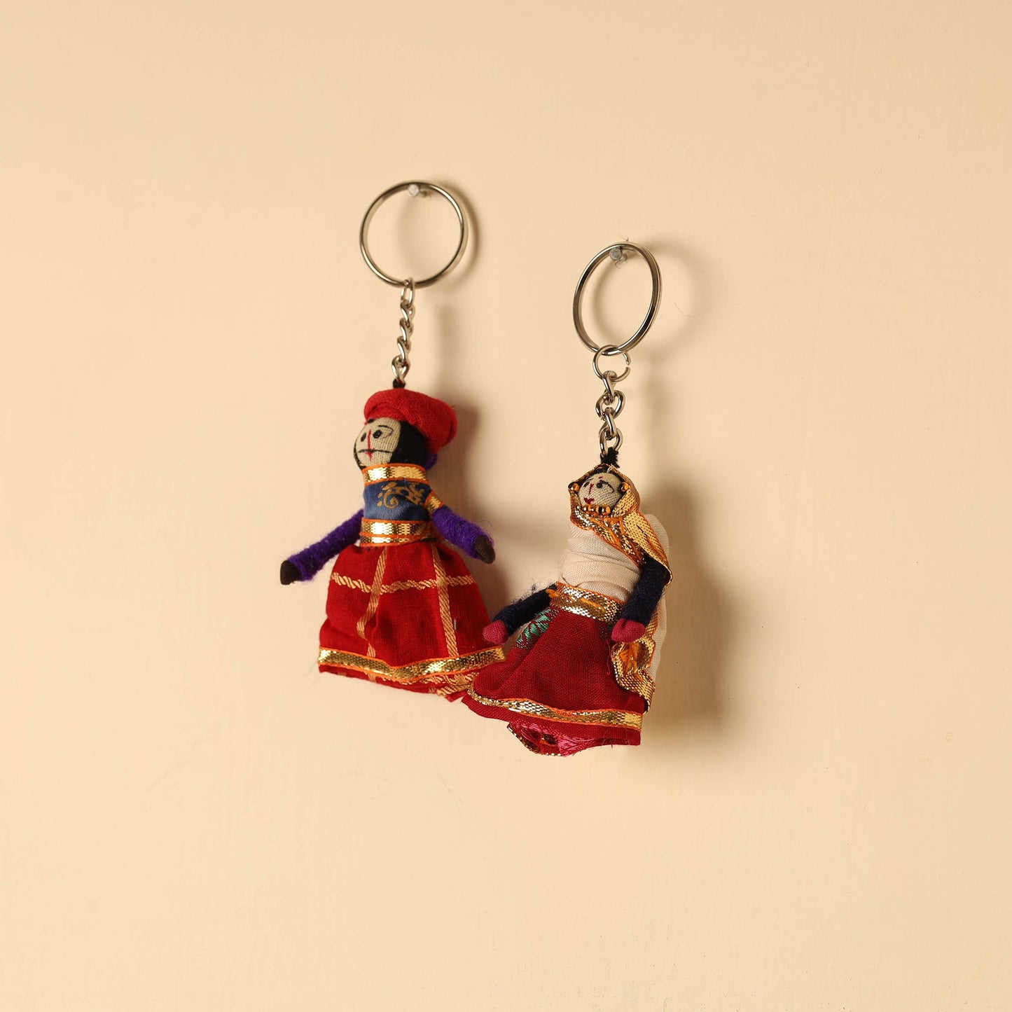 Rajasthani Puppet Couple Handmade Keychain