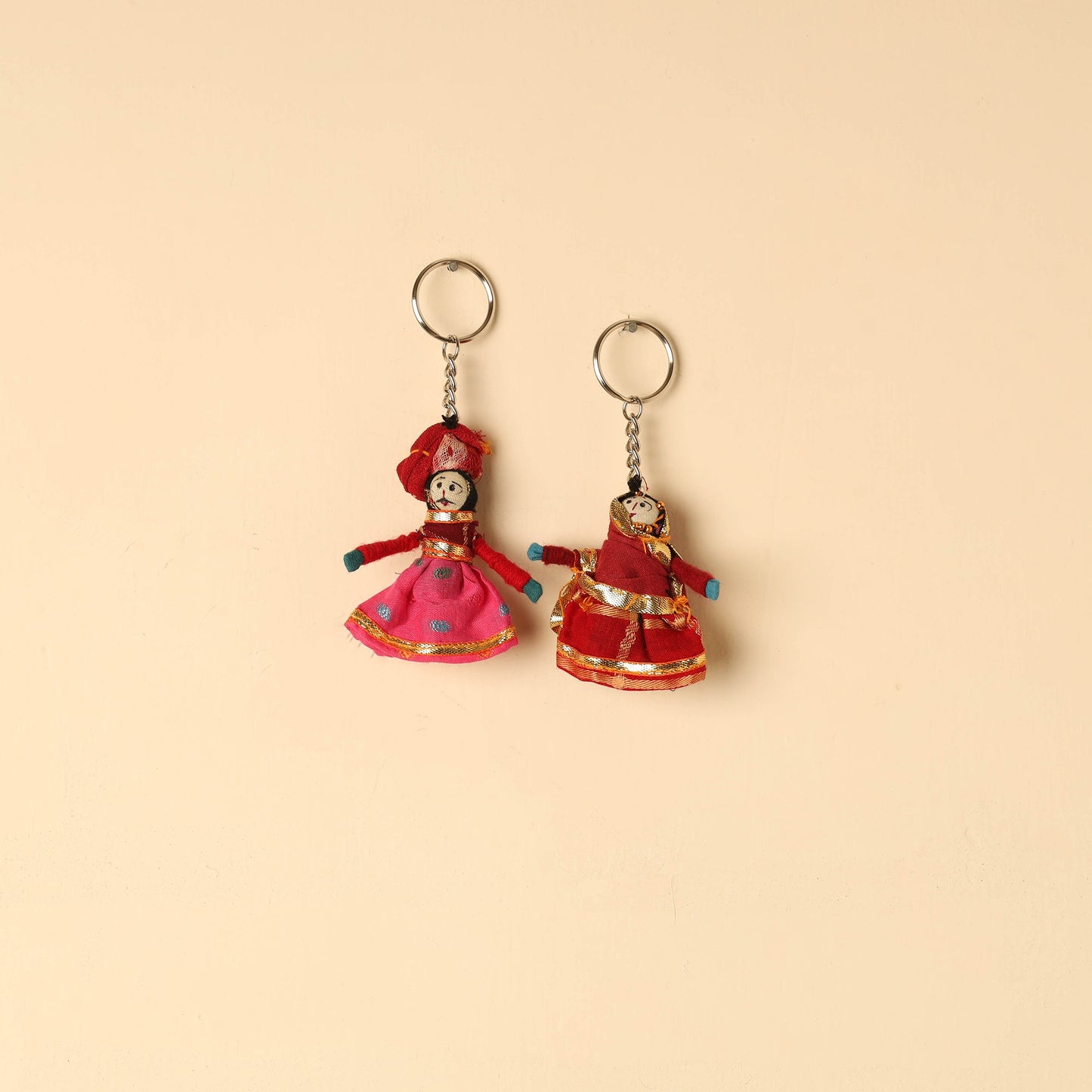Rajasthani Puppet Couple Handmade Keychain