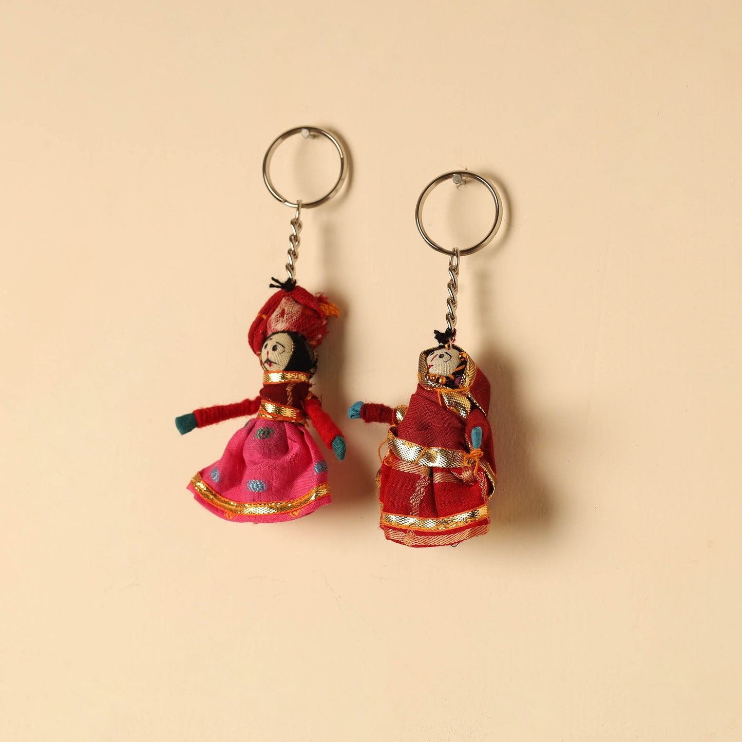 Rajasthani Puppet Couple Handmade Keychain