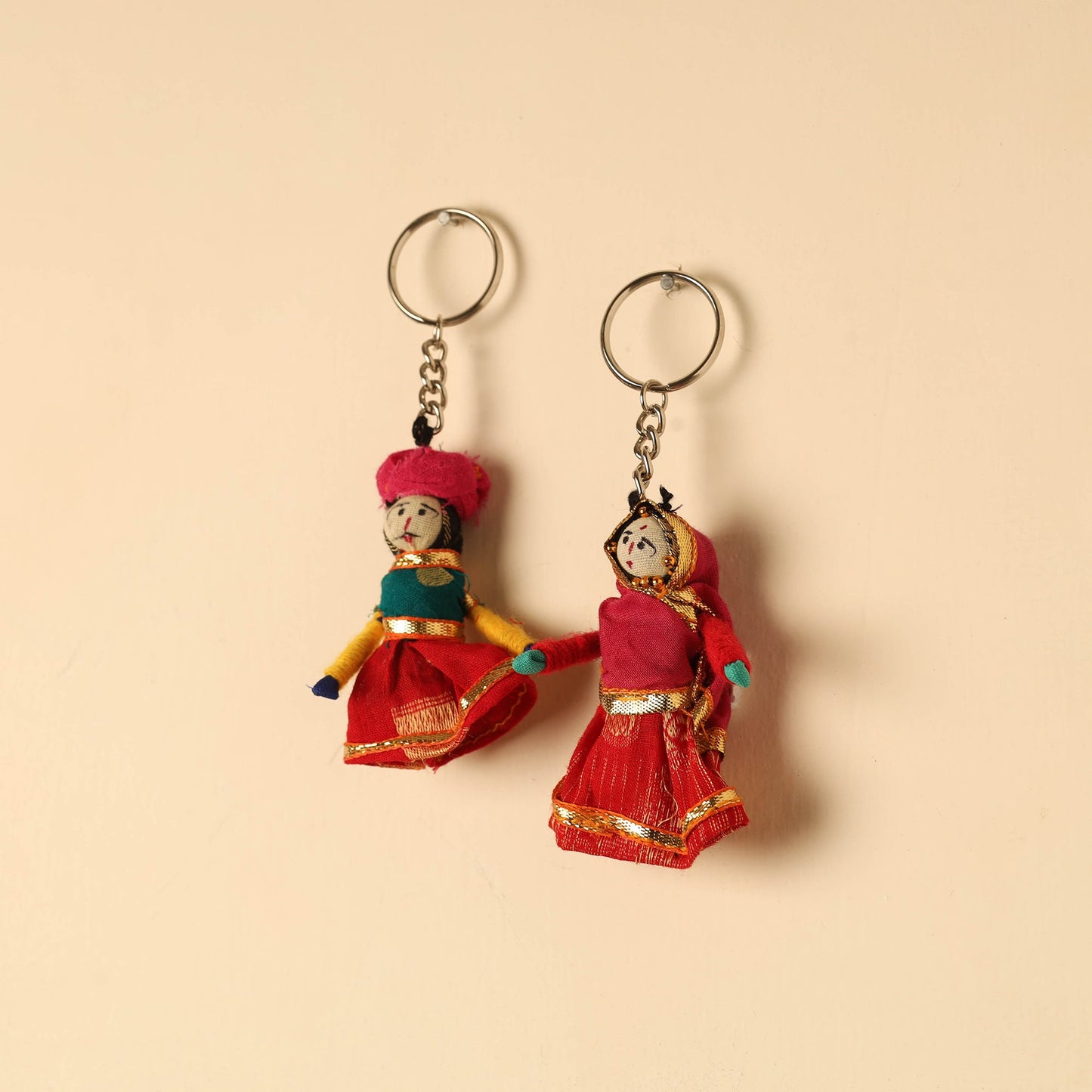 Rajasthani Puppet Couple Handmade Keychain
