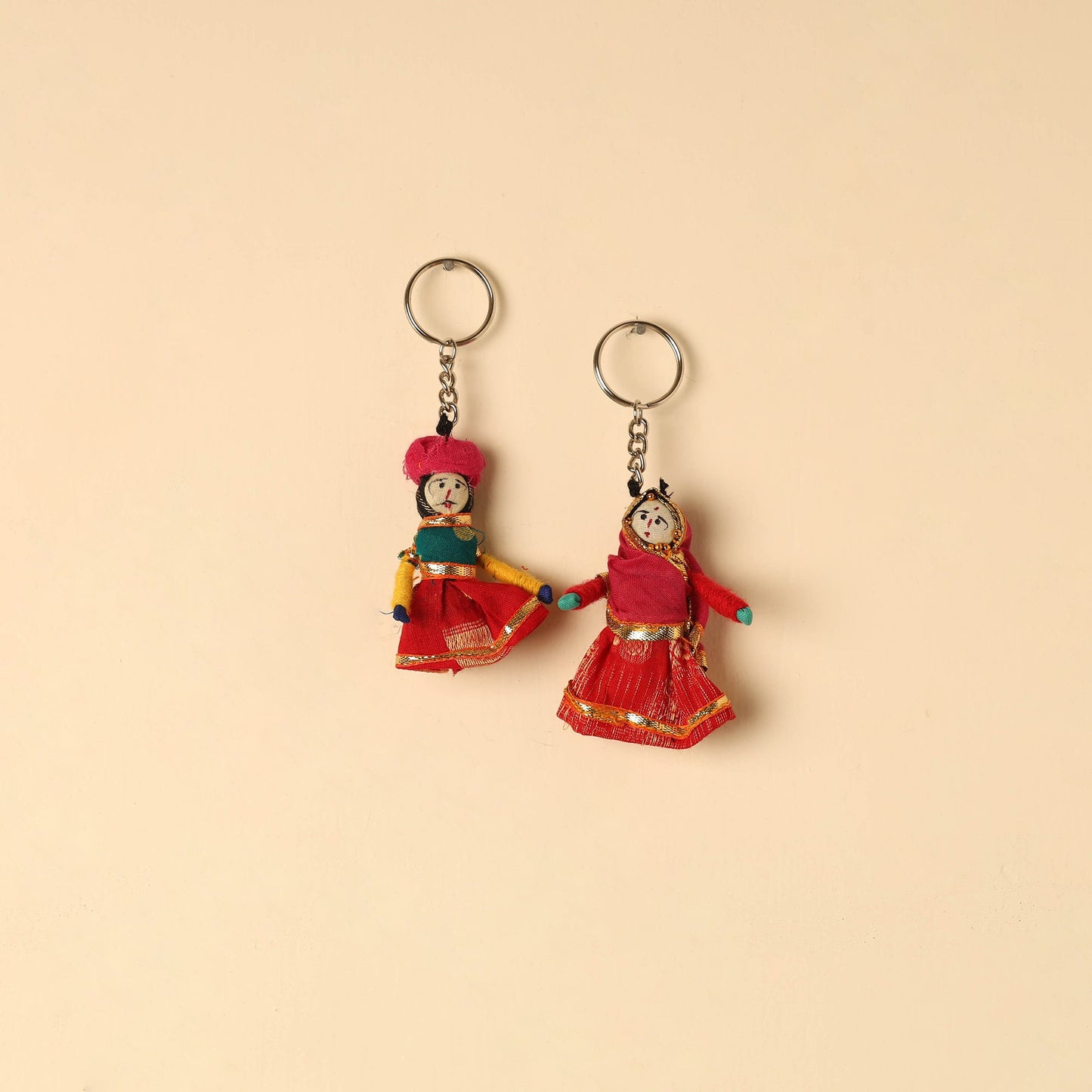 Rajasthani Puppet Couple Handmade Keychain