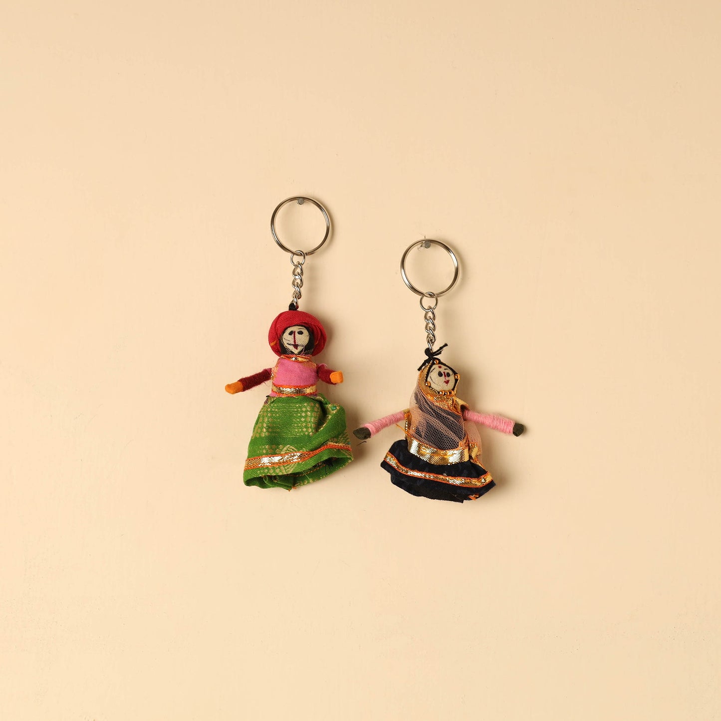 Rajasthani Puppet Couple Handmade Keychain