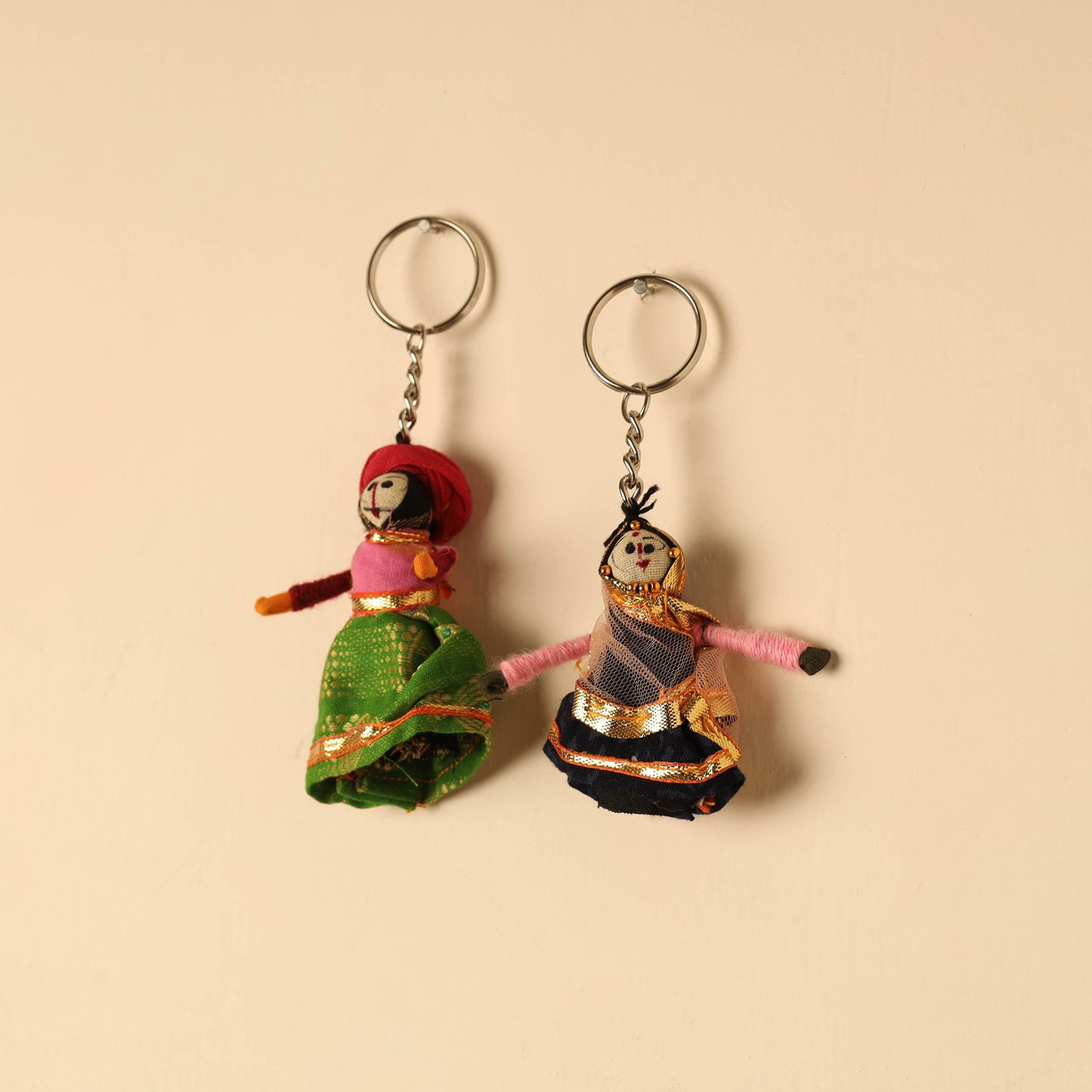 Rajasthani Puppet Couple Handmade Keychain