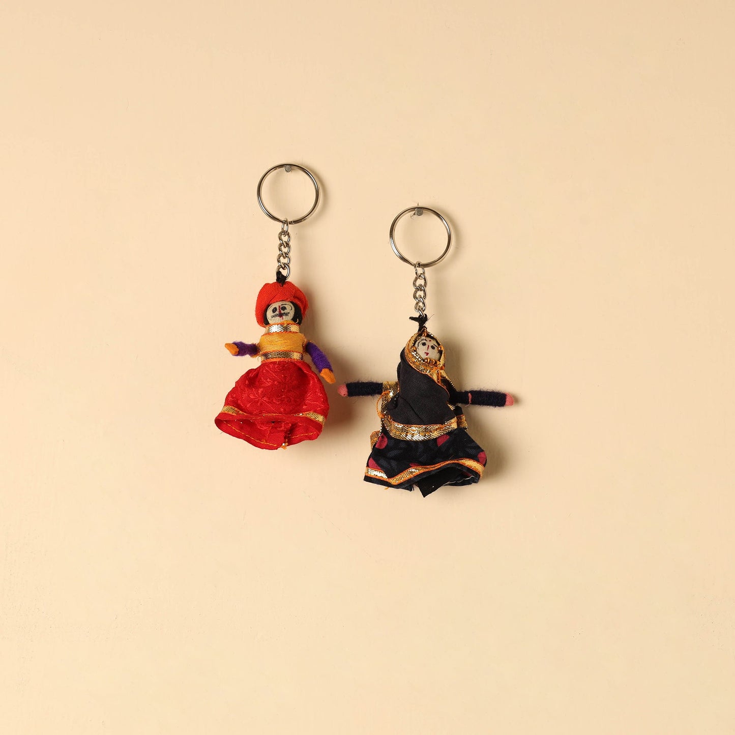 Rajasthani Puppet Couple Handmade Keychain