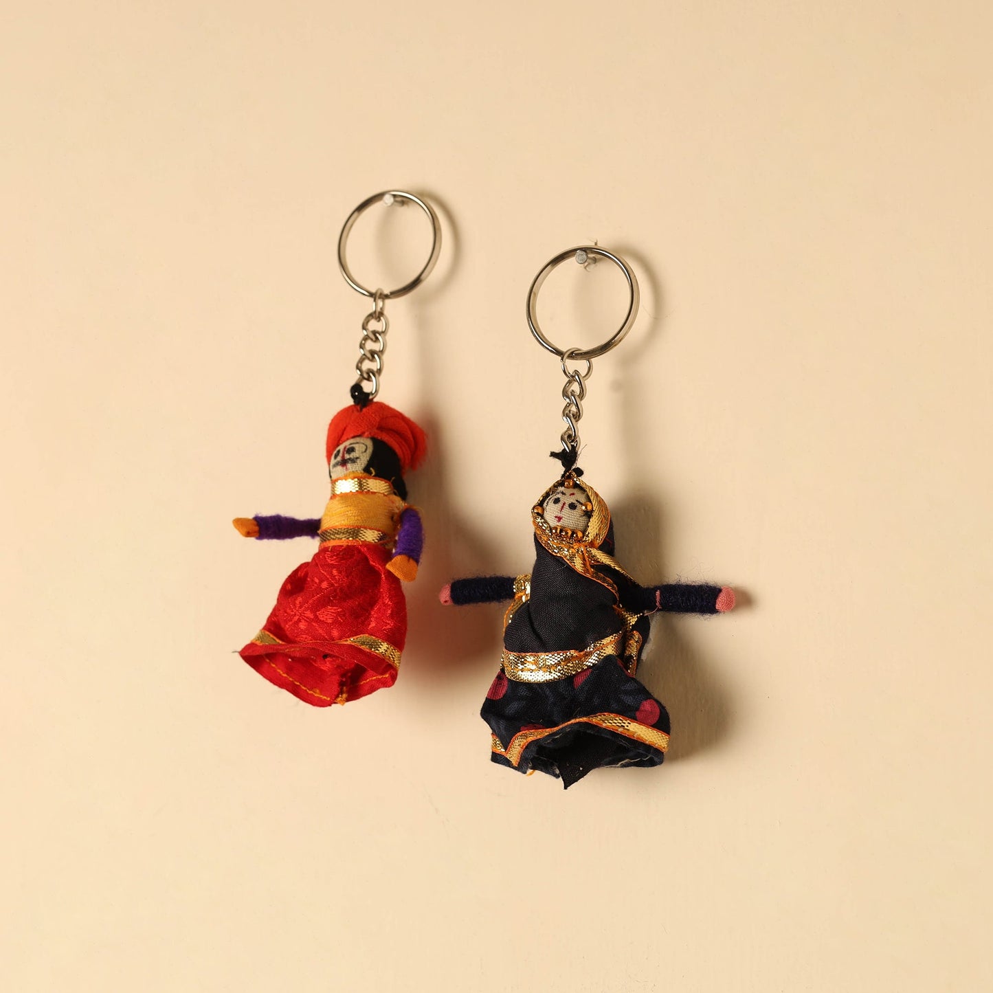 Rajasthani Puppet Couple Handmade Keychain