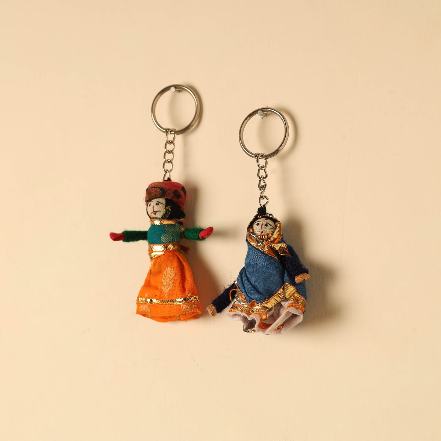 Rajasthani Puppet Couple Handmade Keychain
