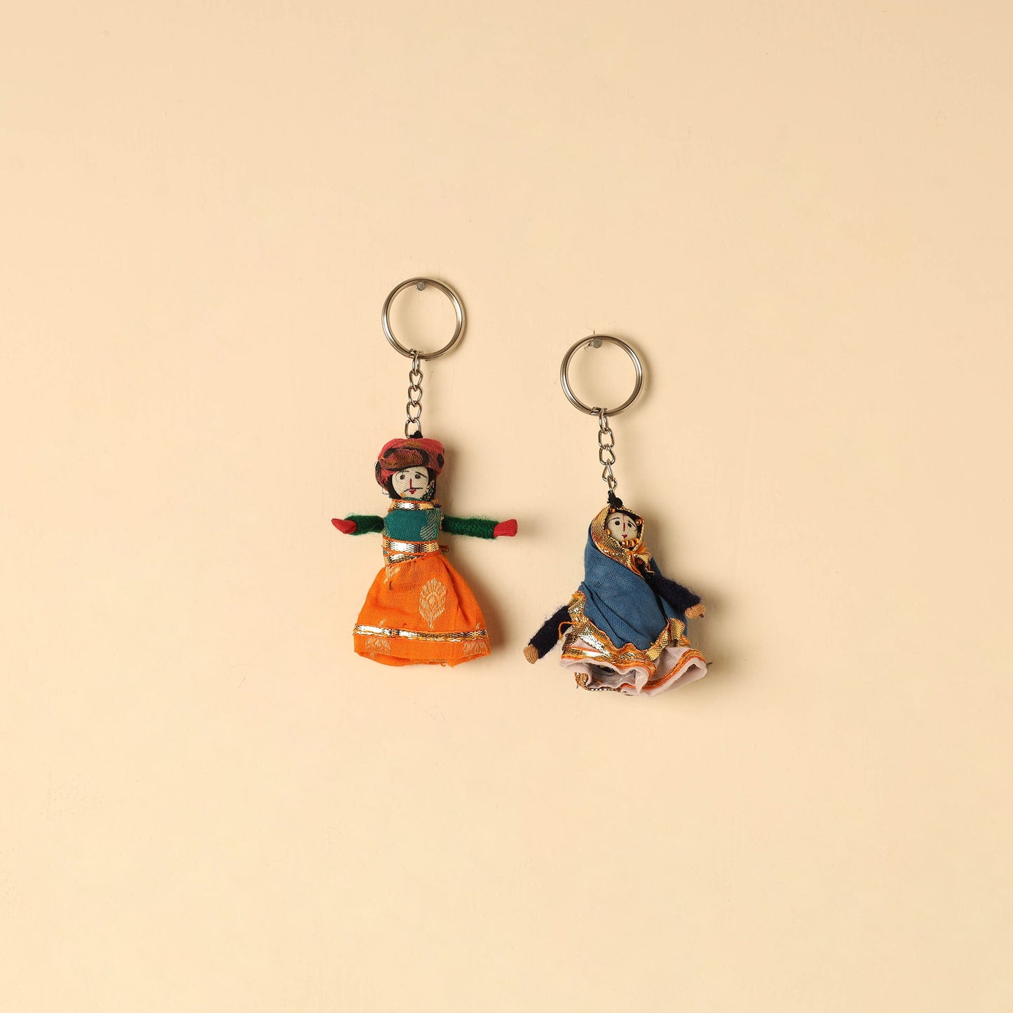 Rajasthani Puppet Couple Handmade Keychain
