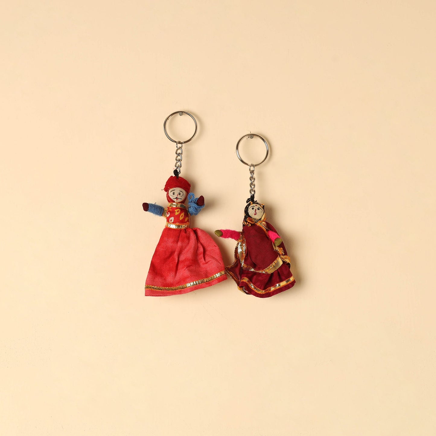 Rajasthani Puppet Couple Handmade Keychain