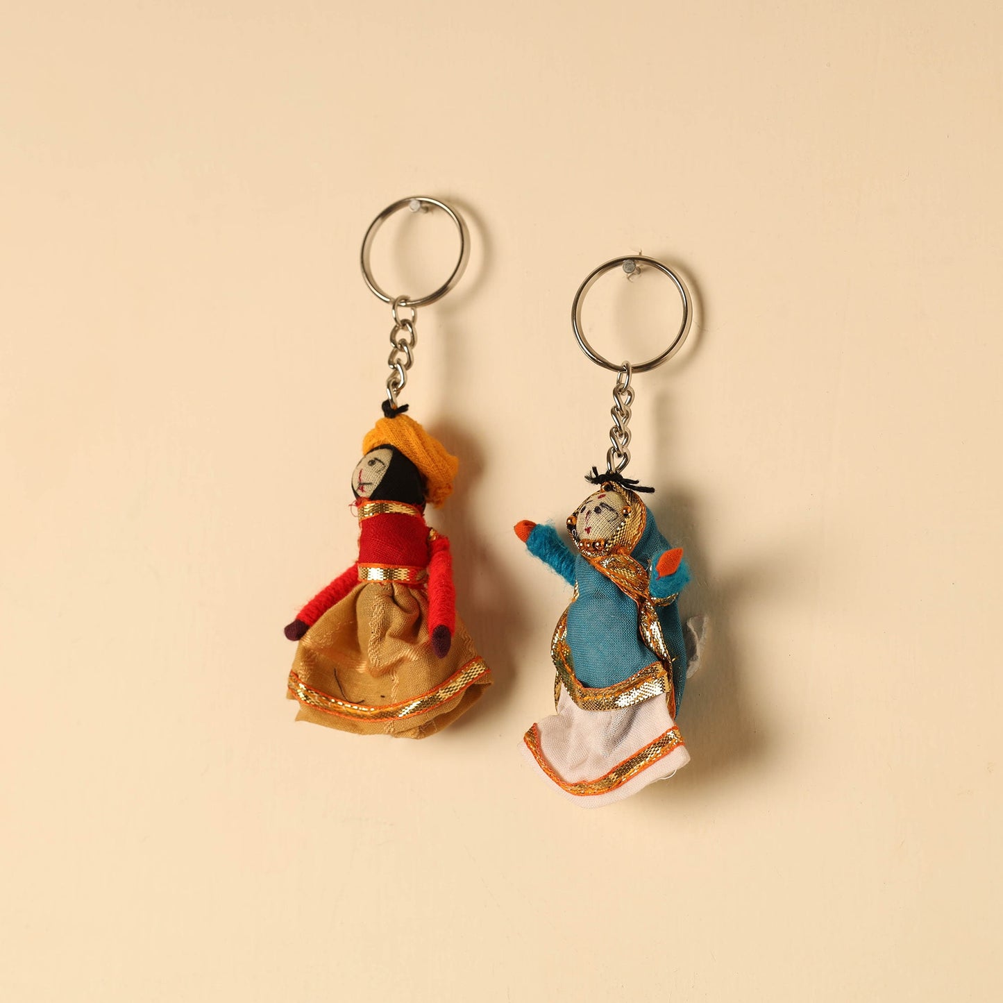 Rajasthani Puppet Couple Handmade Keychain