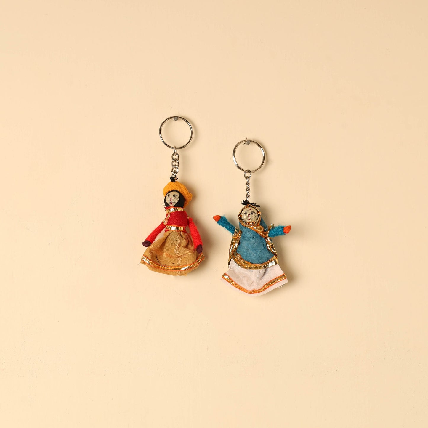 Rajasthani Puppet Couple Handmade Keychain