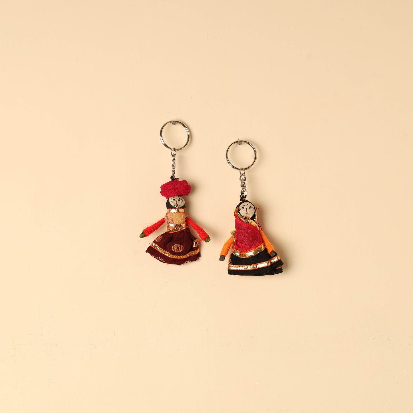 Rajasthani Puppet Couple Handmade Keychain
