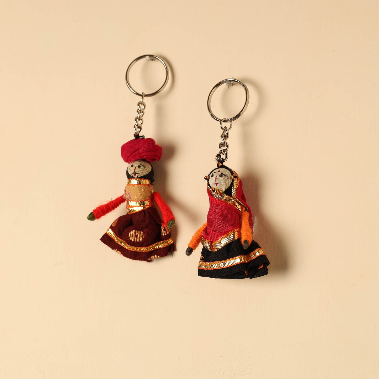 Rajasthani Puppet Couple Handmade Keychain
