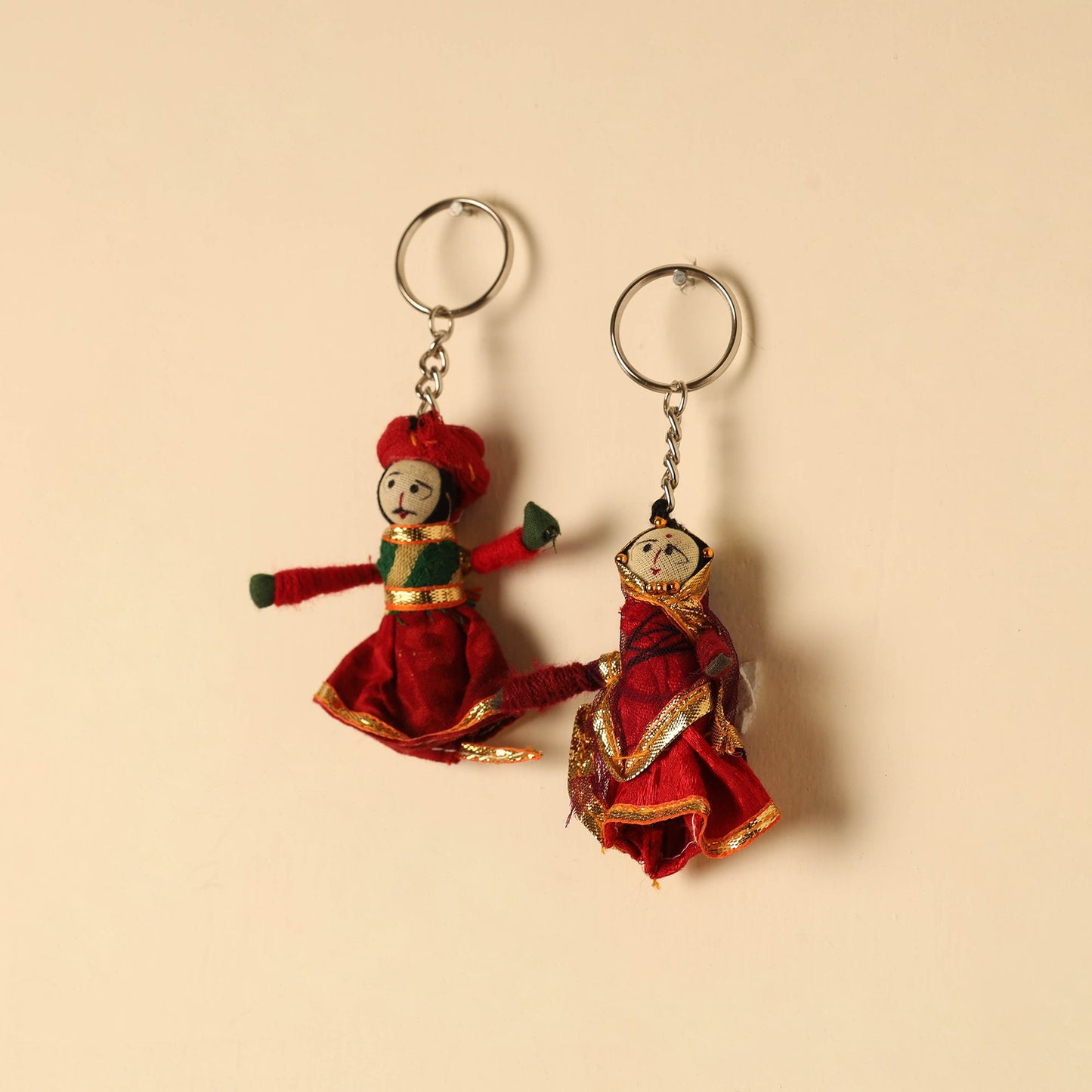 Rajasthani Puppet Couple Handmade Keychain