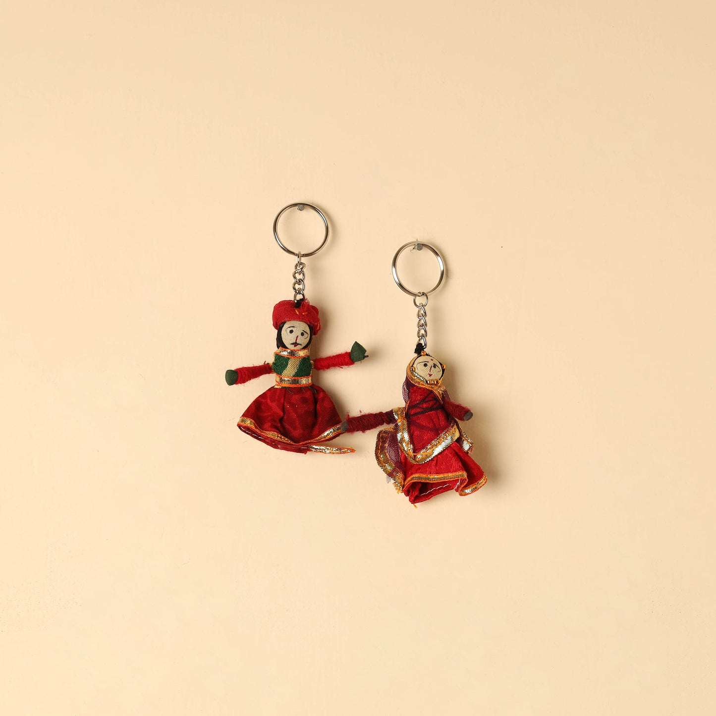 Rajasthani Puppet Couple Handmade Keychain