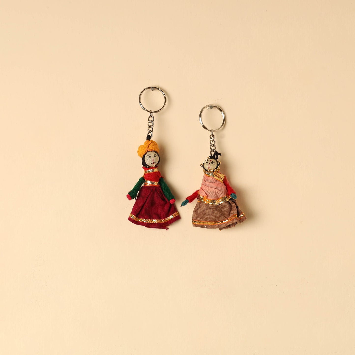 Rajasthani Puppet Couple Handmade Keychain