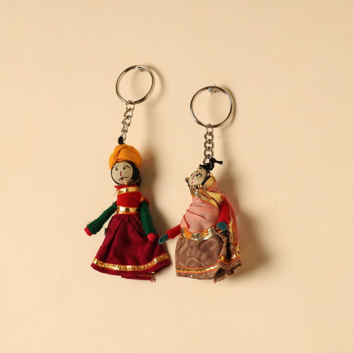 Rajasthani Puppet Couple Handmade Keychain