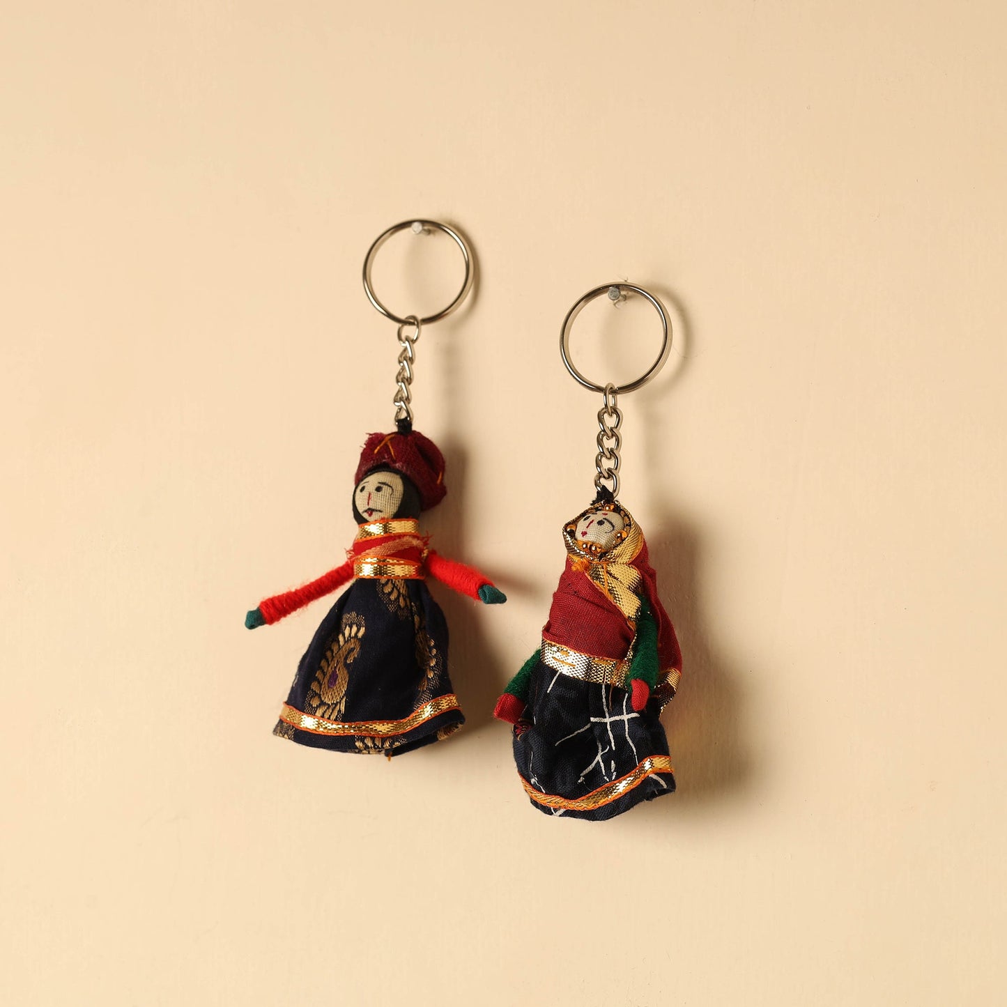 Rajasthani Puppet Couple Handmade Keychain