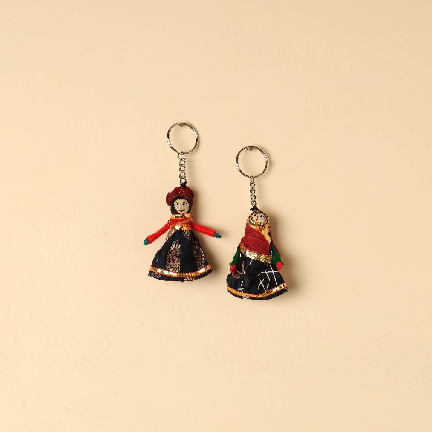 Rajasthani Puppet Couple Handmade Keychain