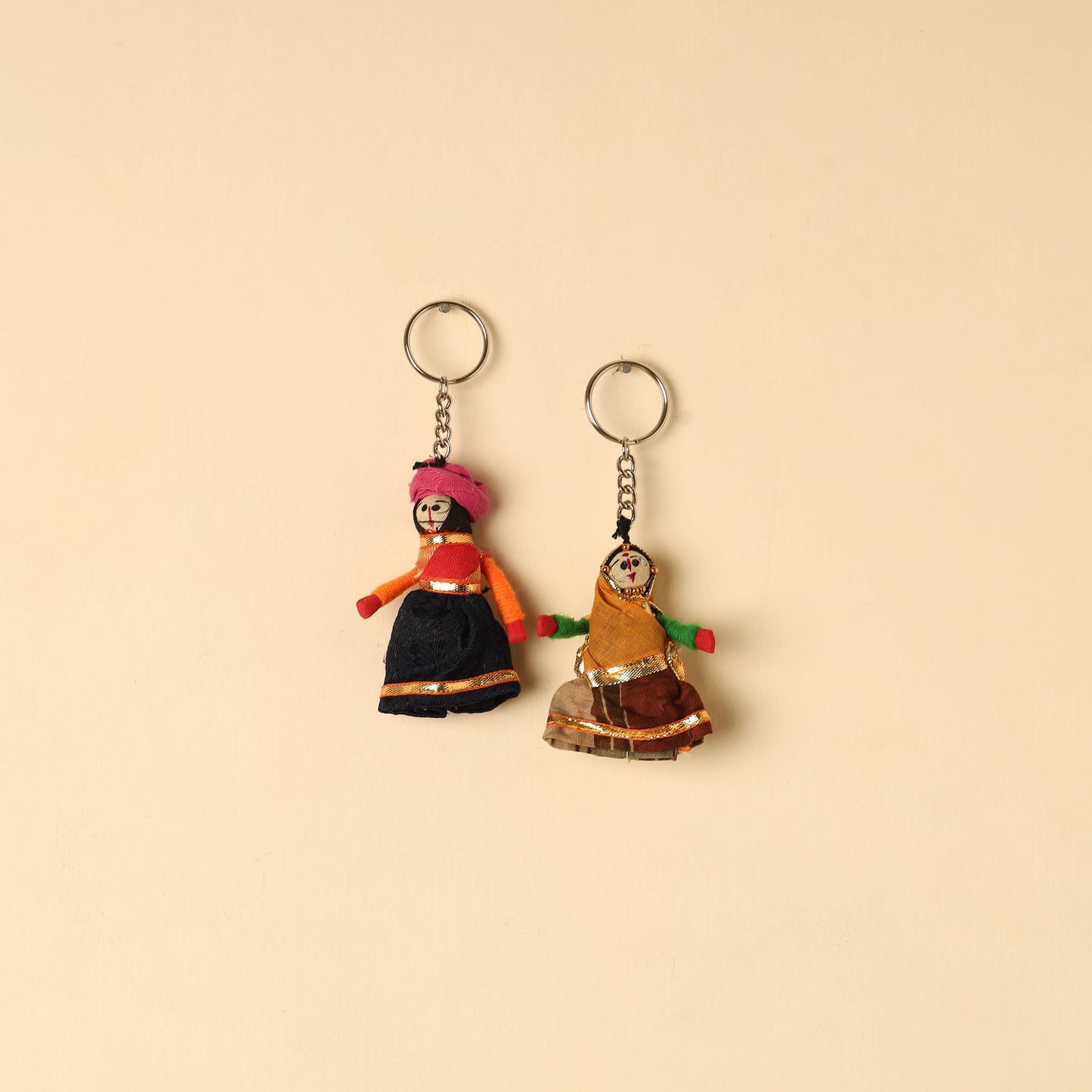 Rajasthani Puppet Couple Handmade Keychain