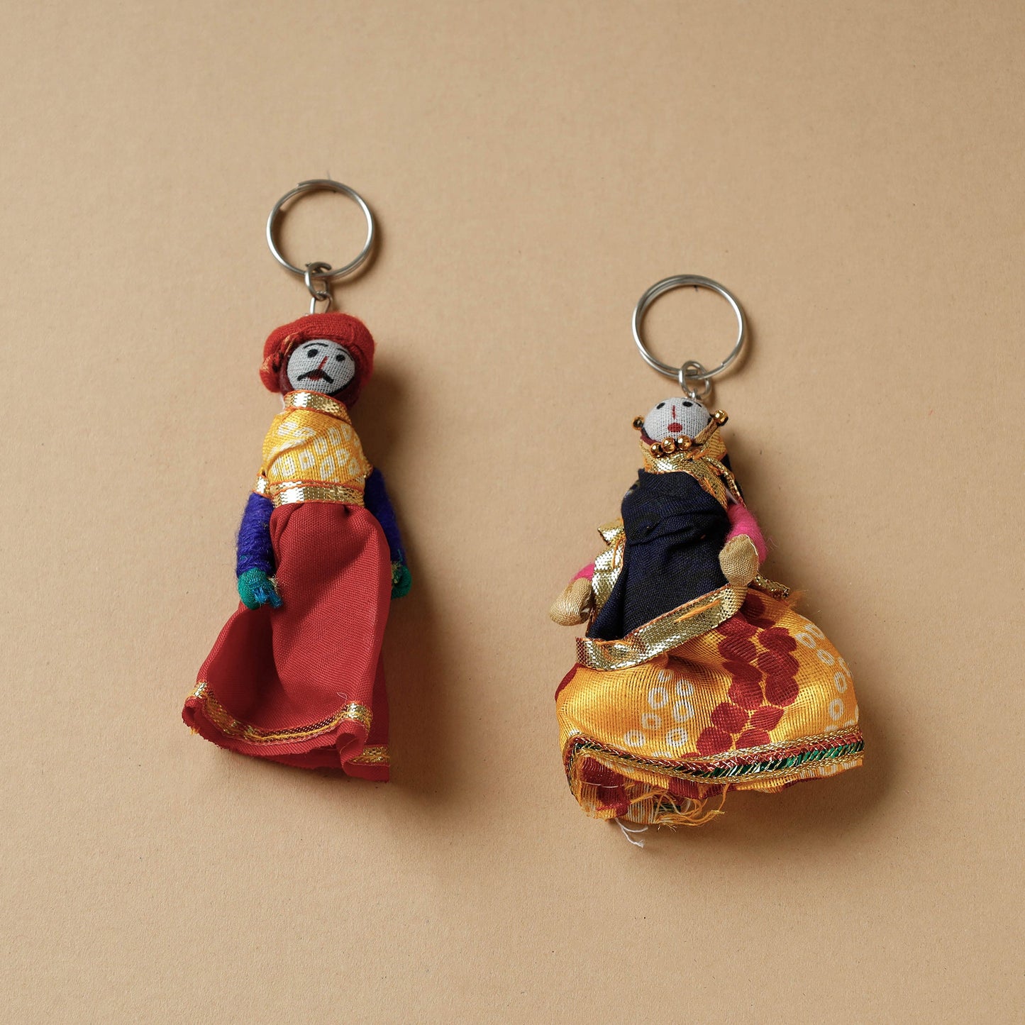 Rajasthani Puppet Couple Handmade Keychain (Set of 2)