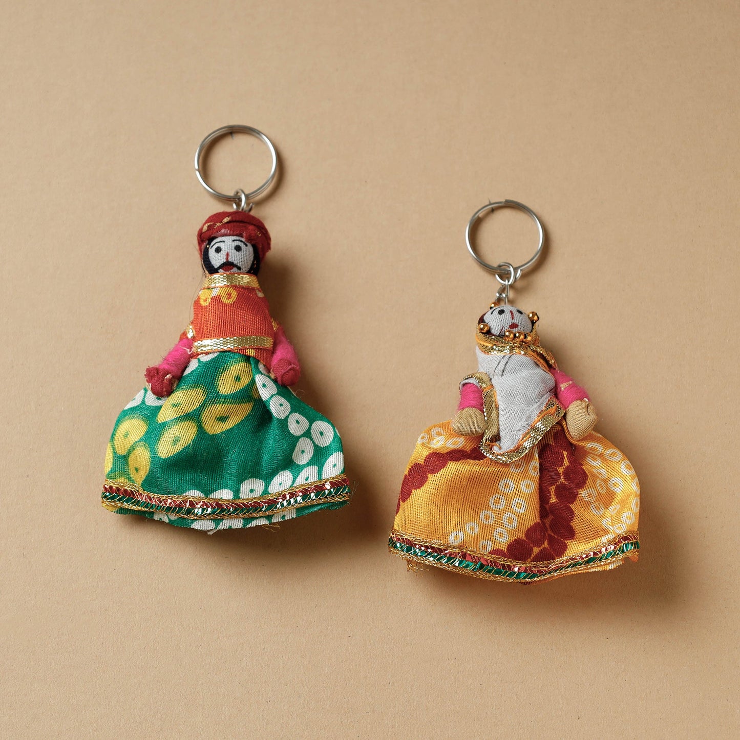 Rajasthani Puppet Couple Handmade Keychain (Set of 2)
