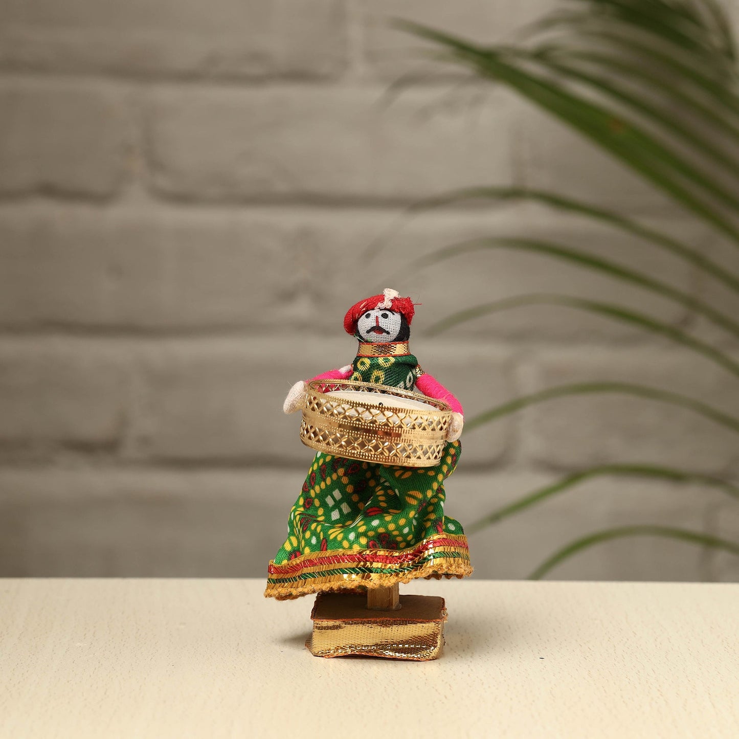 Rajasthani Puppet Couple Handmade Tealight Candle Holders (Set of 2)