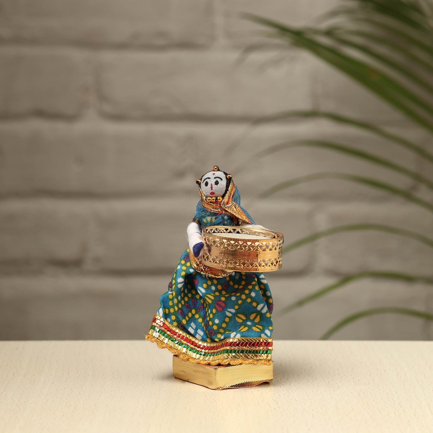 Rajasthani Puppet Couple Handmade Tealight Candle Holders (Set of 2)
