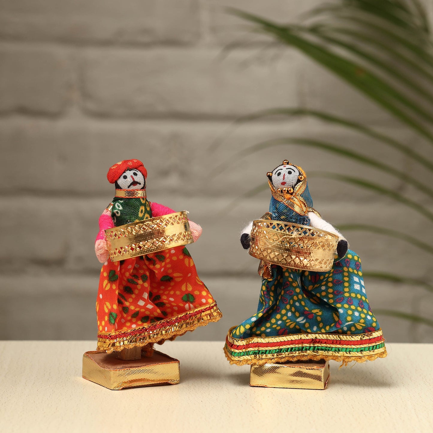 Rajasthani Puppet Couple Handmade Tealight Candle Holders (Set of 2)