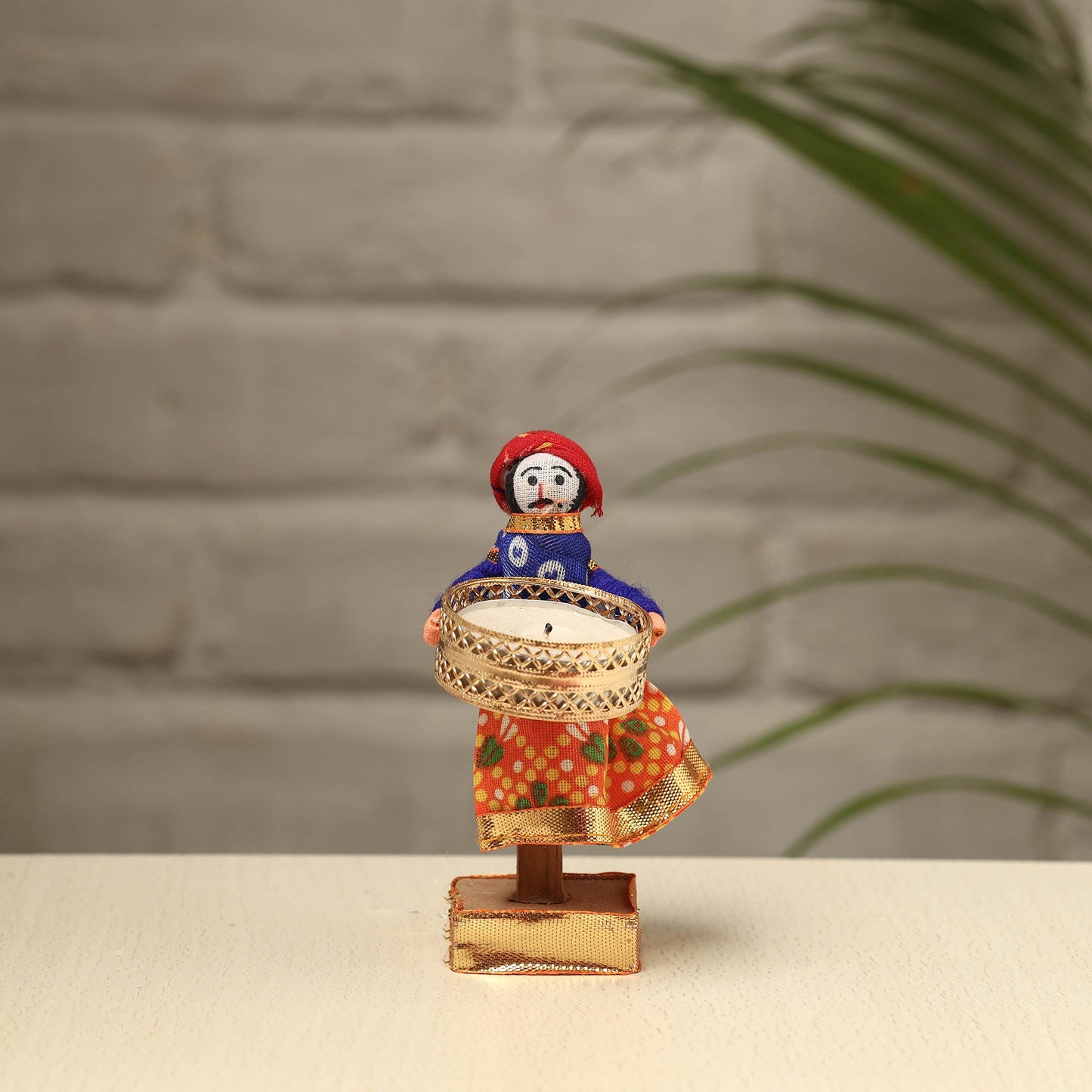 Rajasthani Puppet Couple Handmade Tealight Candle Holders (Set of 2)
