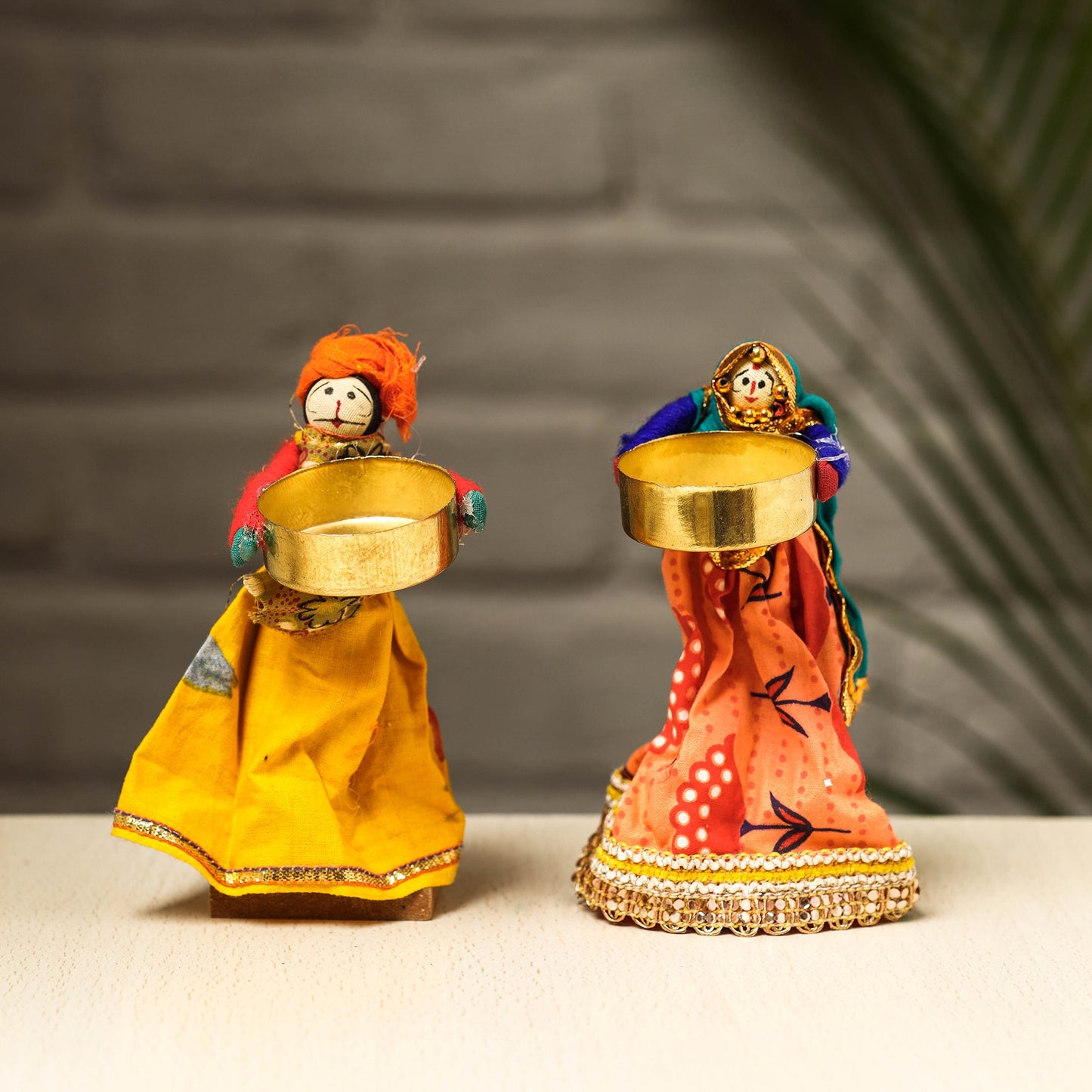 Rajasthani Puppet Couple Handmade Tealight Candle Holders