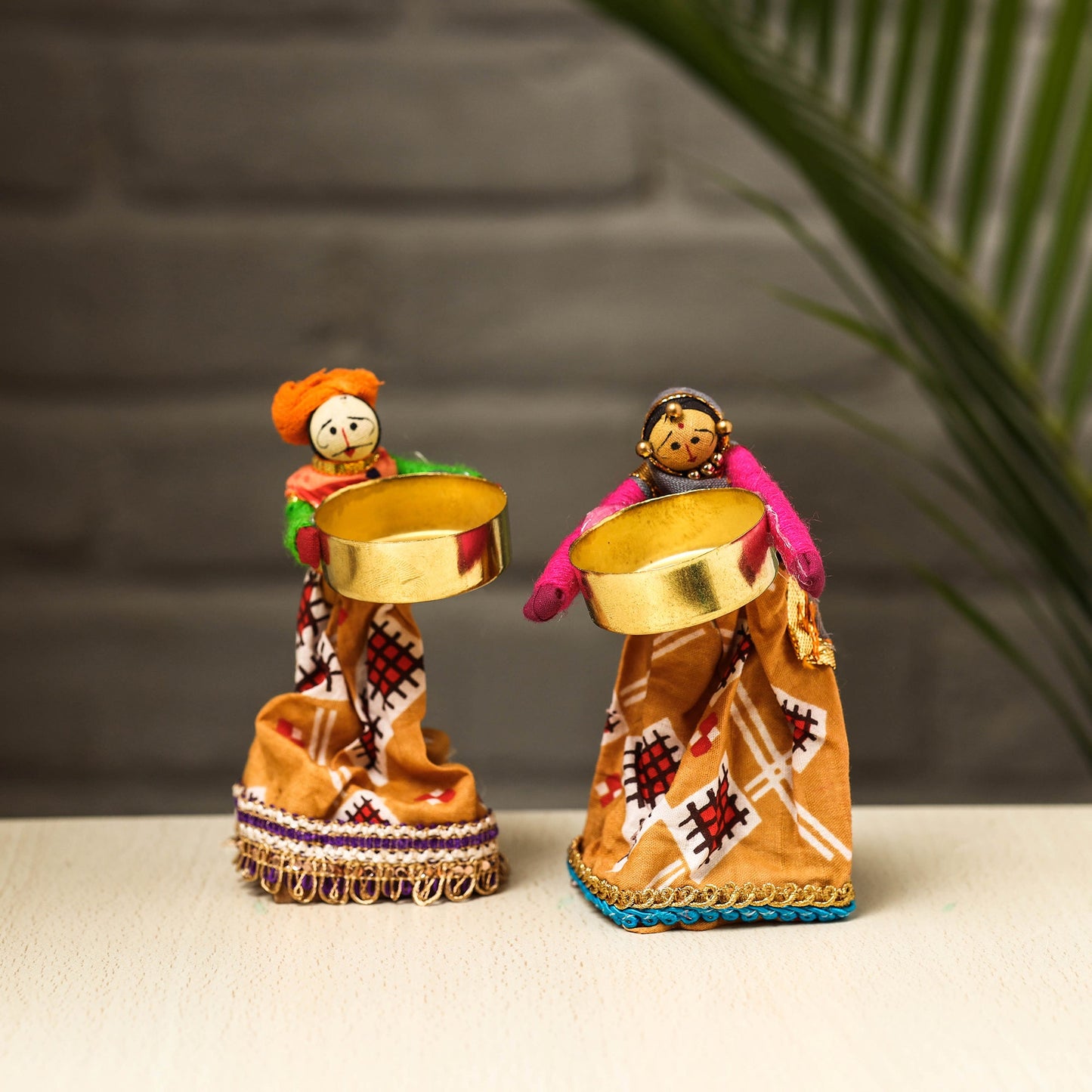 Rajasthani Puppet Couple Handmade Tealight Candle Holders