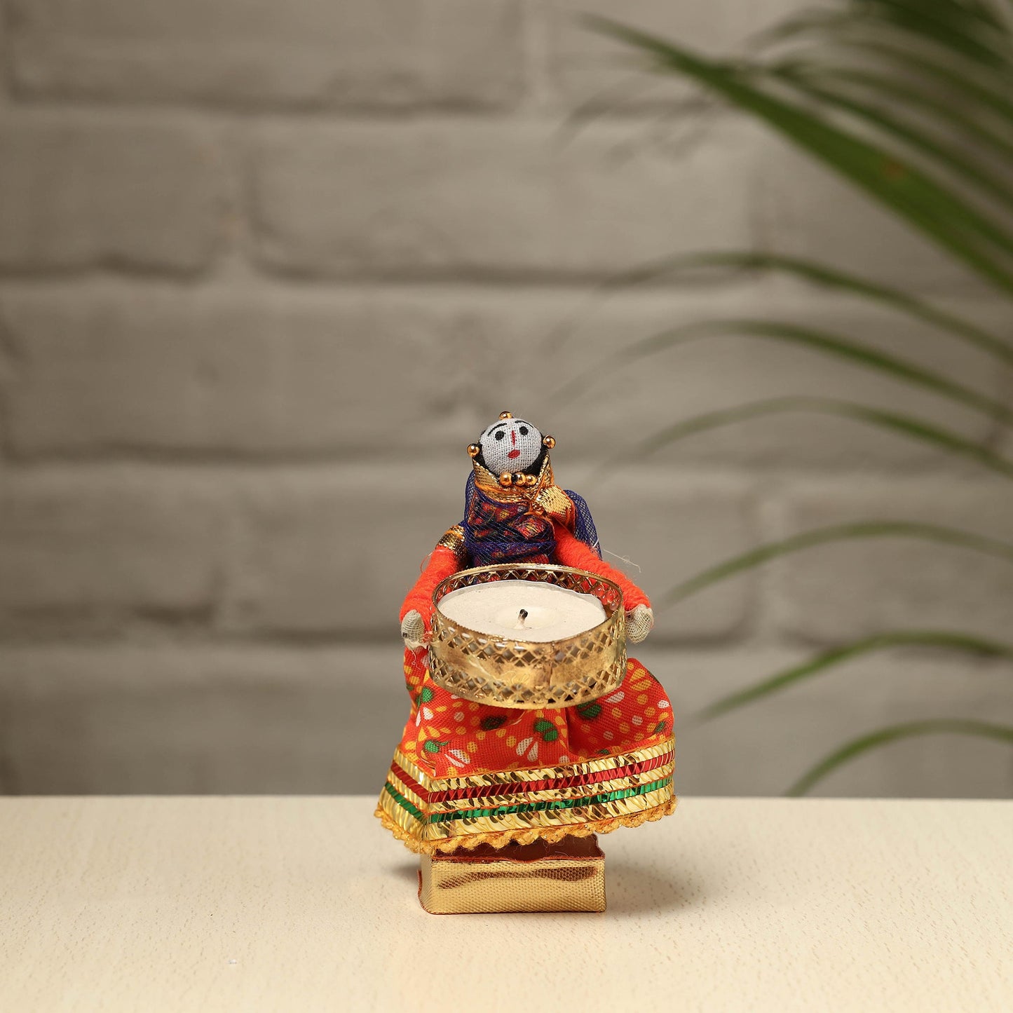 Rajasthani Puppet Couple Handmade Tealight Candle Holders (Set of 2)