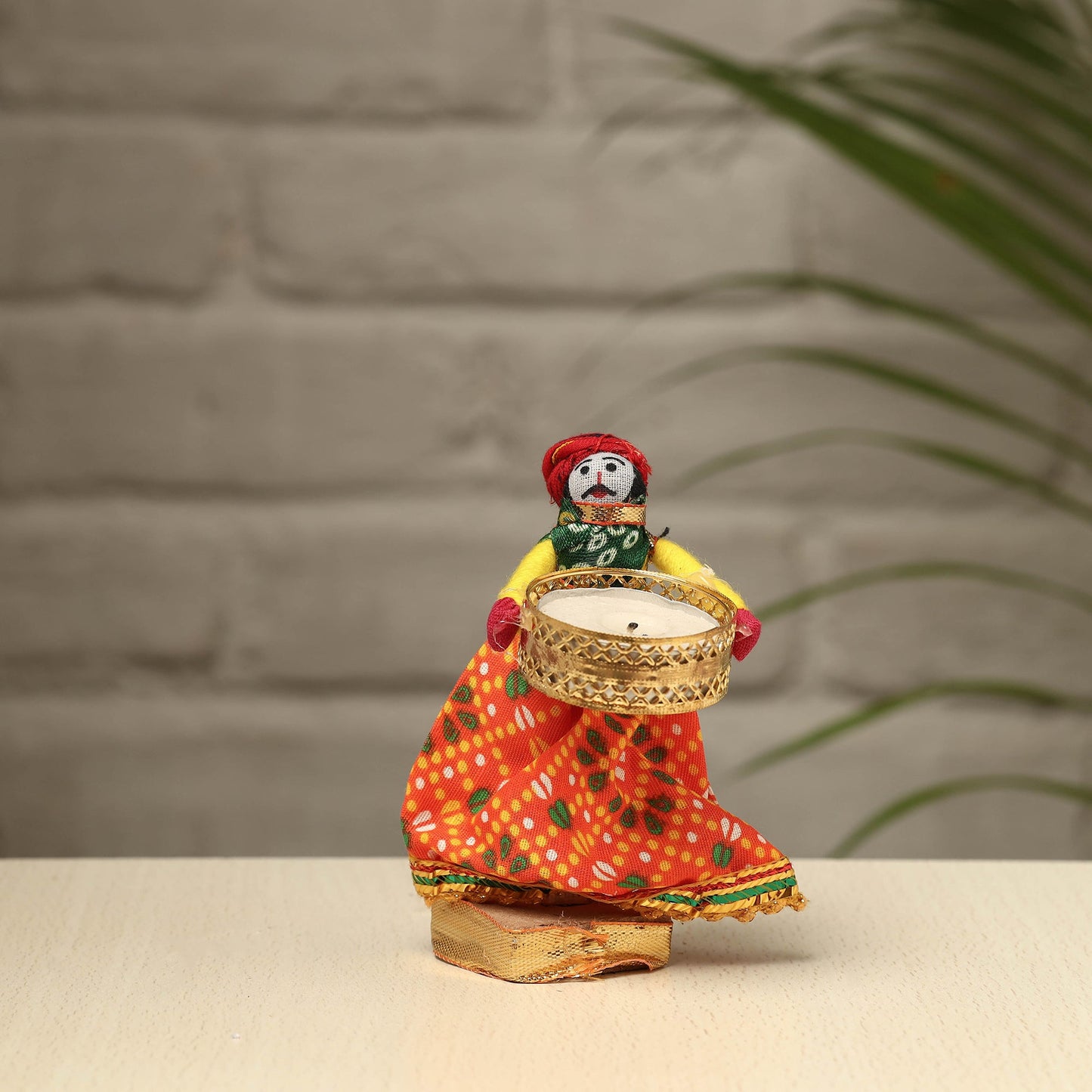 Rajasthani Puppet Couple Handmade Tealight Candle Holders (Set of 2)
