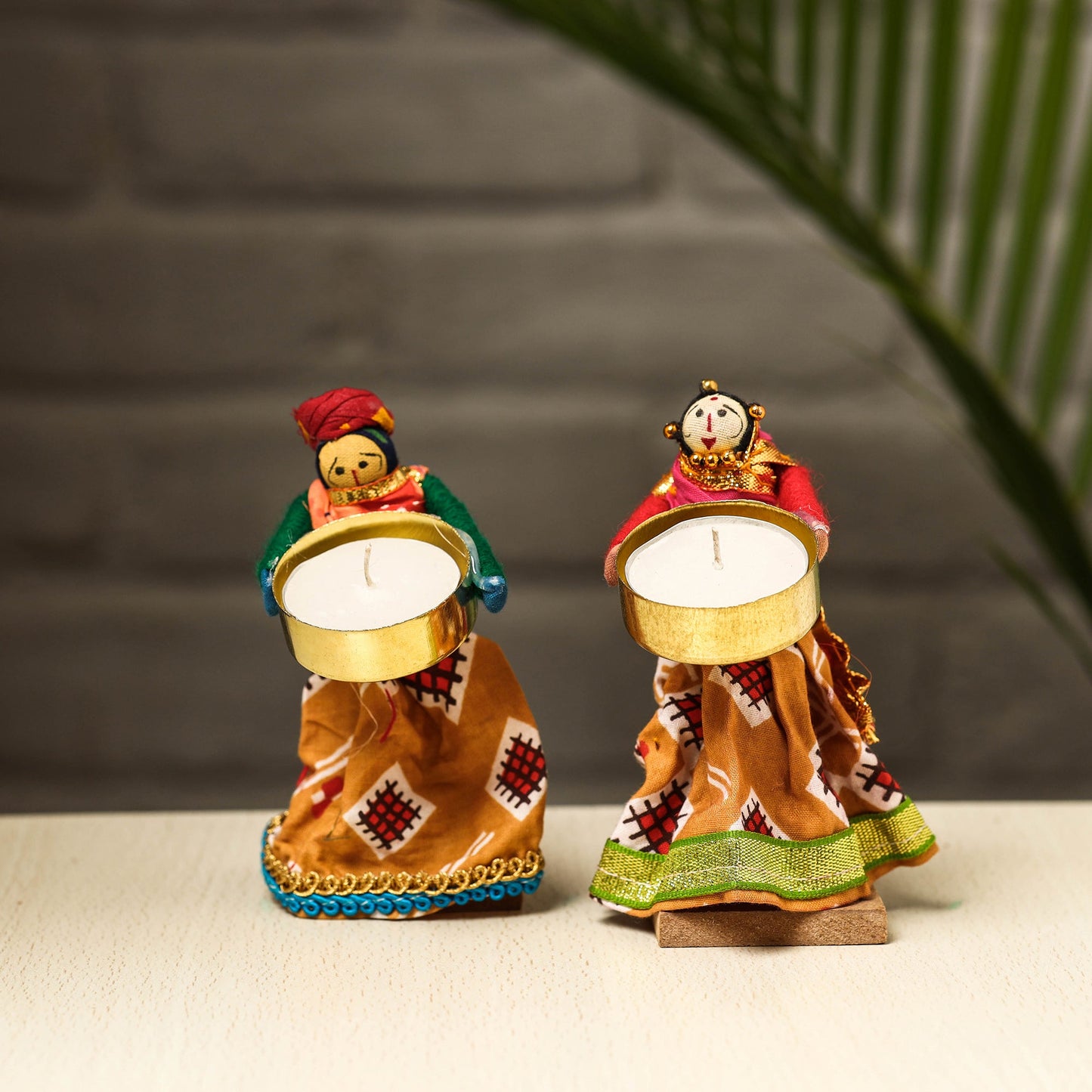 Rajasthani Puppet Couple Handmade Tealight Candle Holders