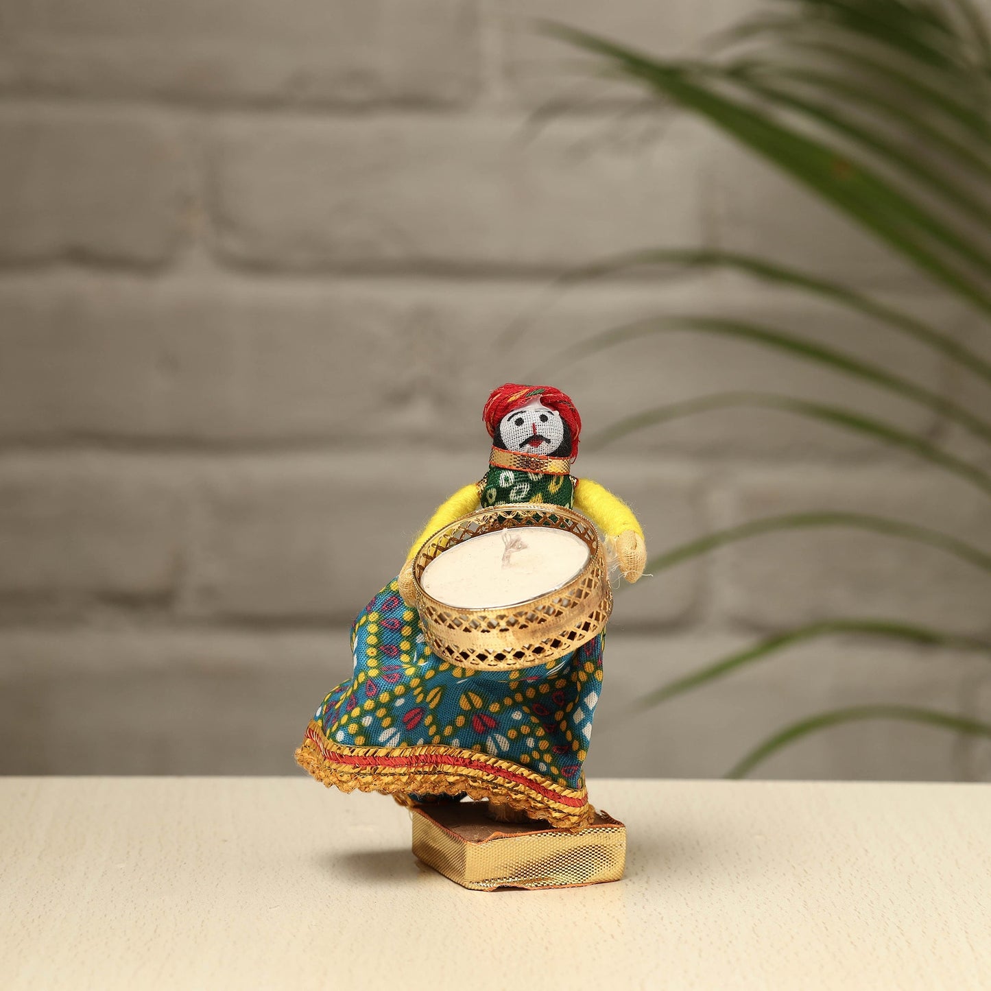 Rajasthani Puppet Couple Handmade Tealight Candle Holders (Set of 2)