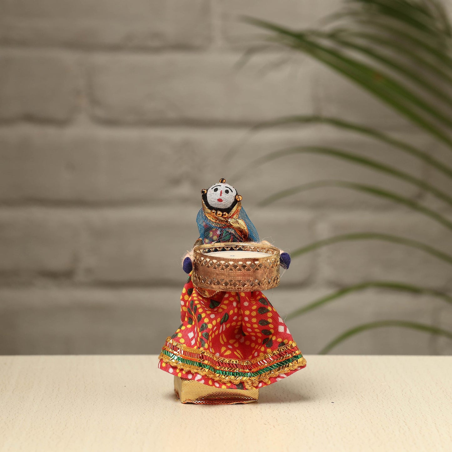 Rajasthani Puppet Couple Handmade Tealight Candle Holders (Set of 2)