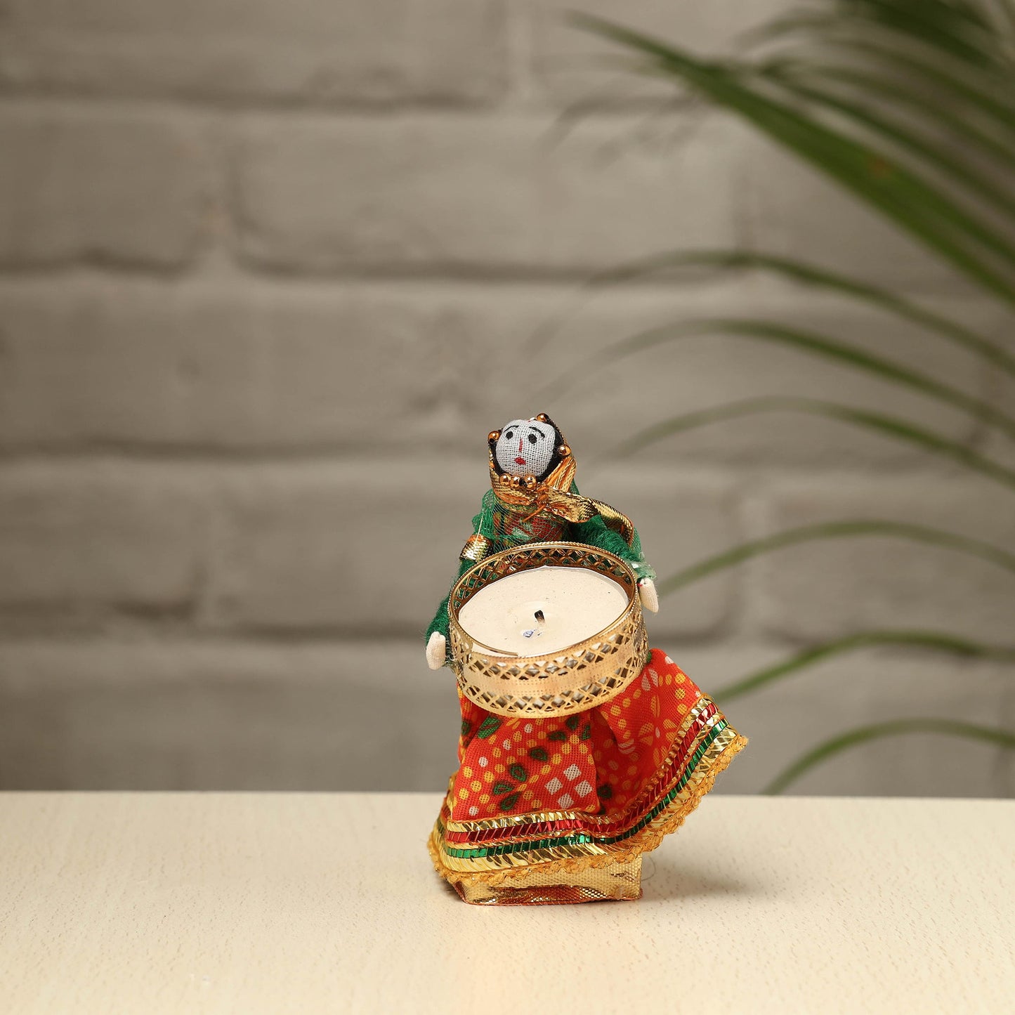 Rajasthani Puppet Couple Handmade Tealight Candle Holders (Set of 2)