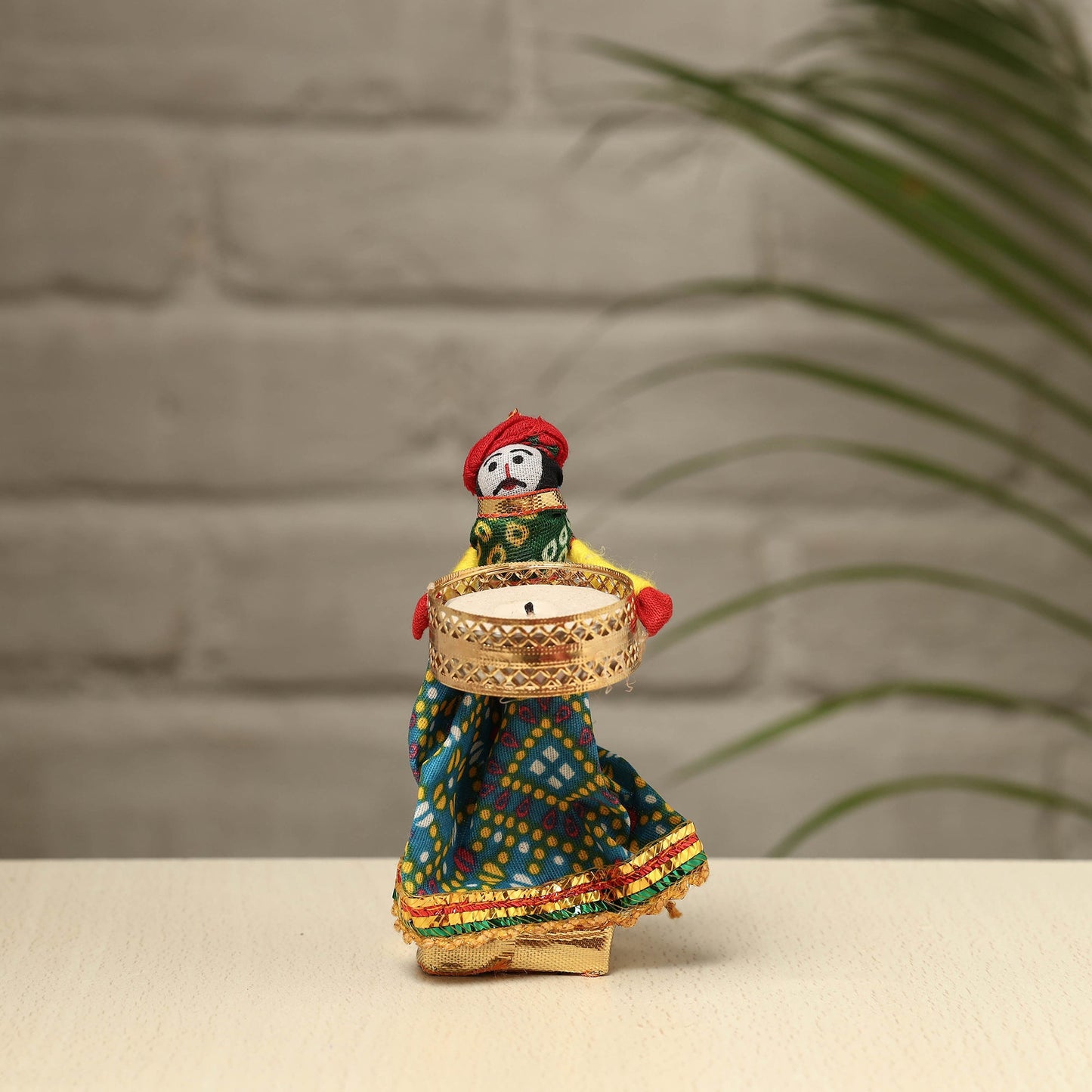 Rajasthani Puppet Couple Handmade Tealight Candle Holders (Set of 2)